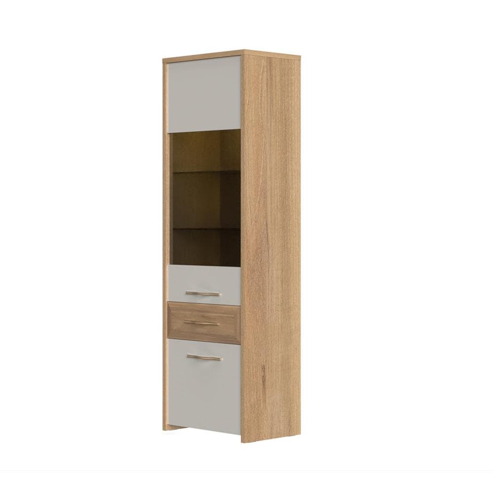 OTTO HOME Gala Vitrine Hochglanz Beige Walnuss mit LED-Beleuchtung