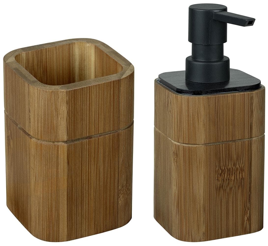 WENKO Badaccessoire-Set Modell Serro Braun Bambus Kunststoff