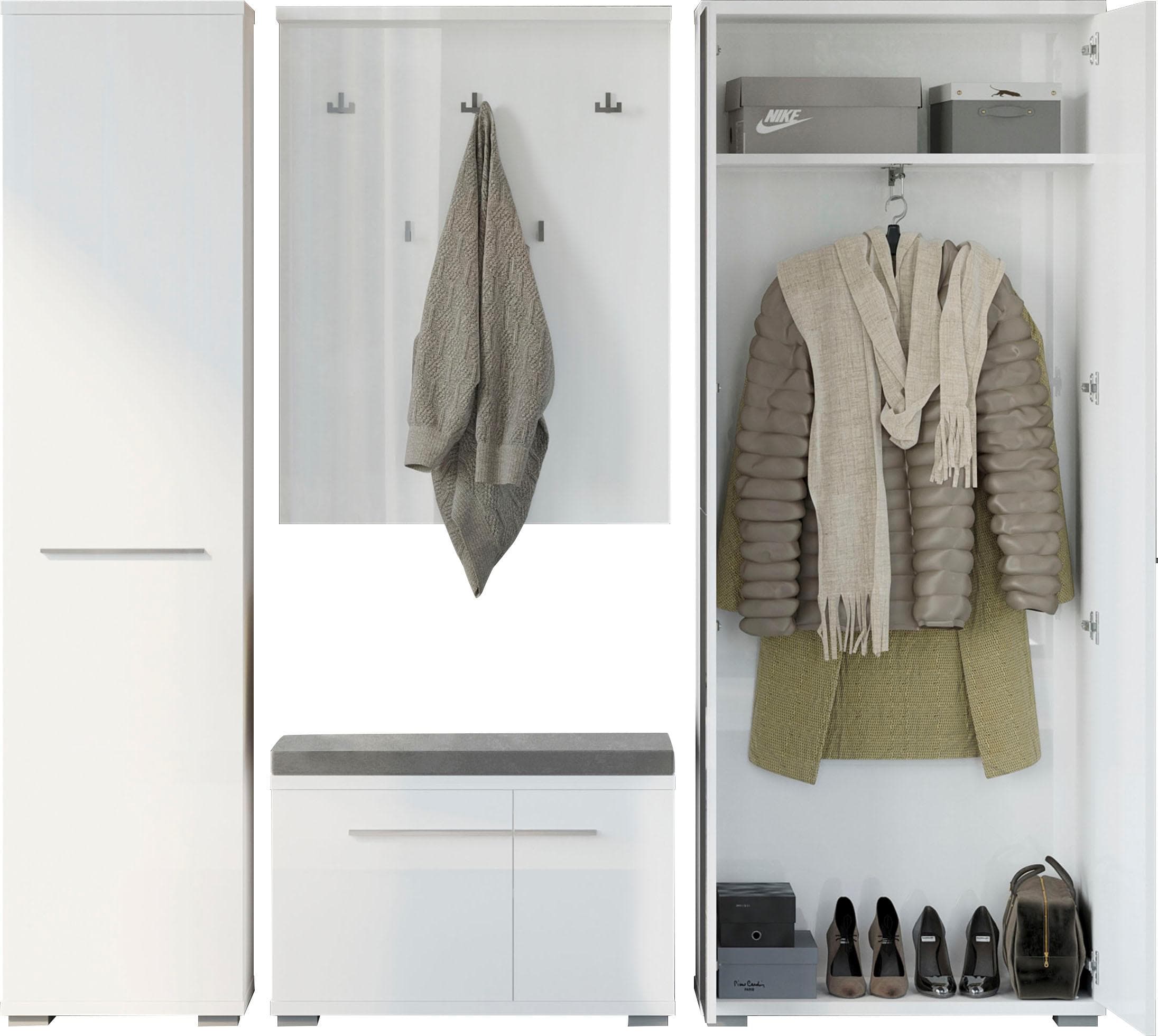 Hochglanz Garderobenset mit Soft-Close - Kratzfest & UV-Lackiert