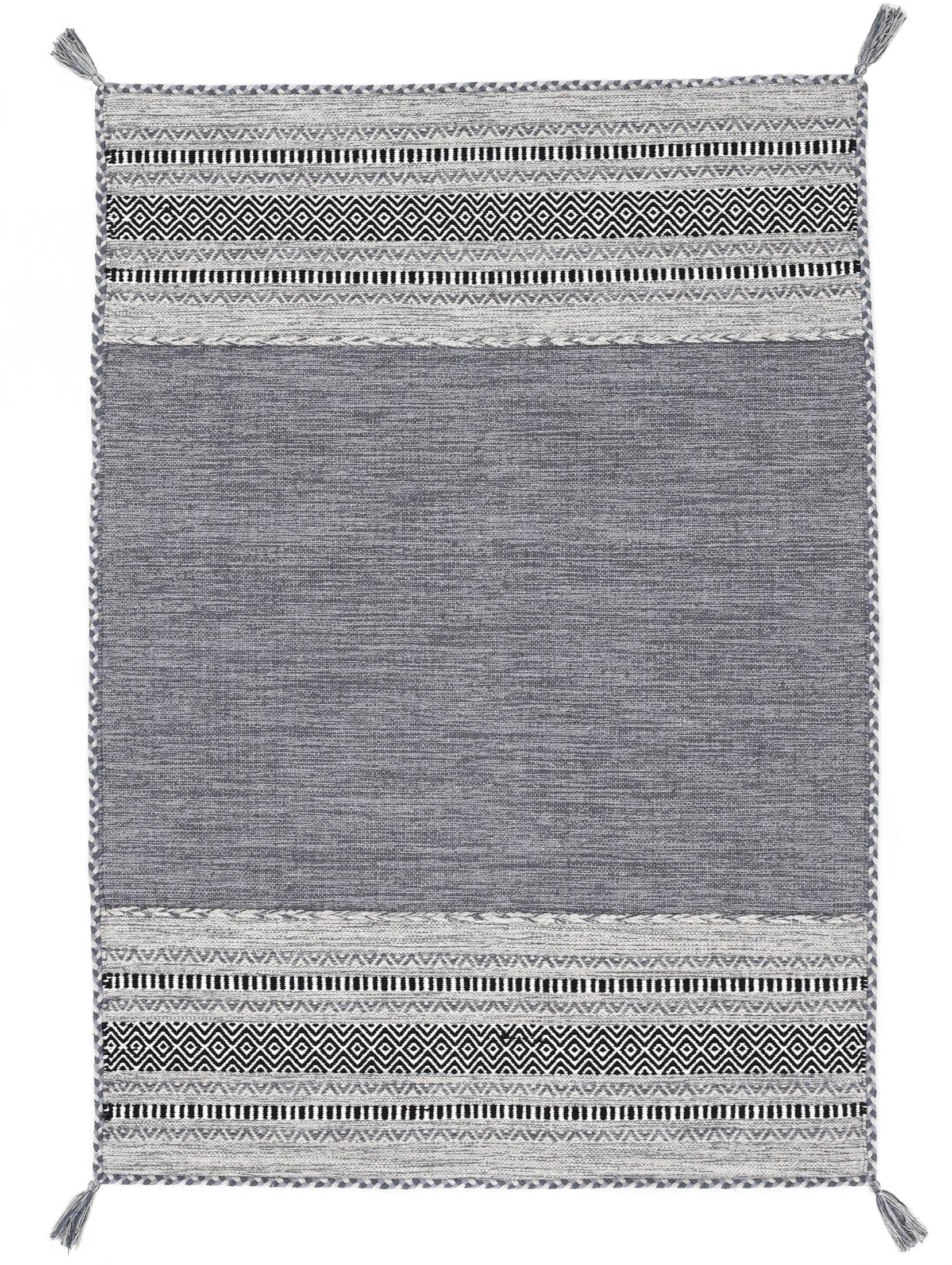 CarpetFine Kelim Azizi Teppich Grau Handgewebt