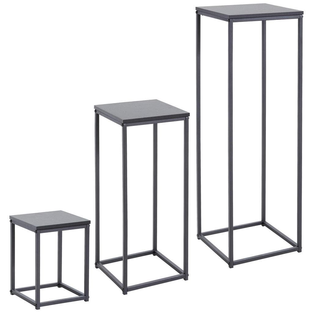 Mid.you Beistelltischset Schwarz Metall Holzwerkstoff 3-teilig quadratisch