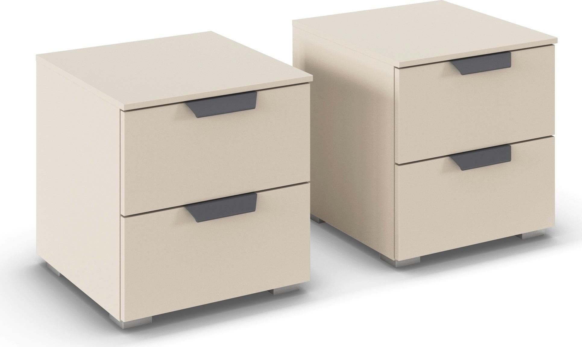 Nachtkommode RAUCH Nachttisch Nachtkonsole COSTA Set mit Metallgriffen Beige Graumetallic