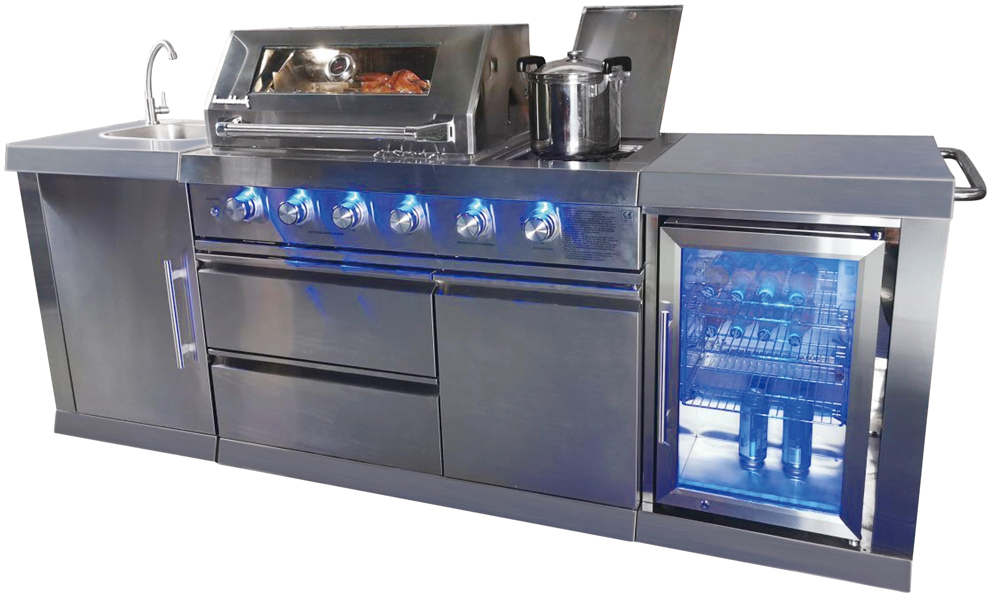 Buschbeck Outdoor-Küche Oxford Edelstahl Gasgrill Kühlschrank