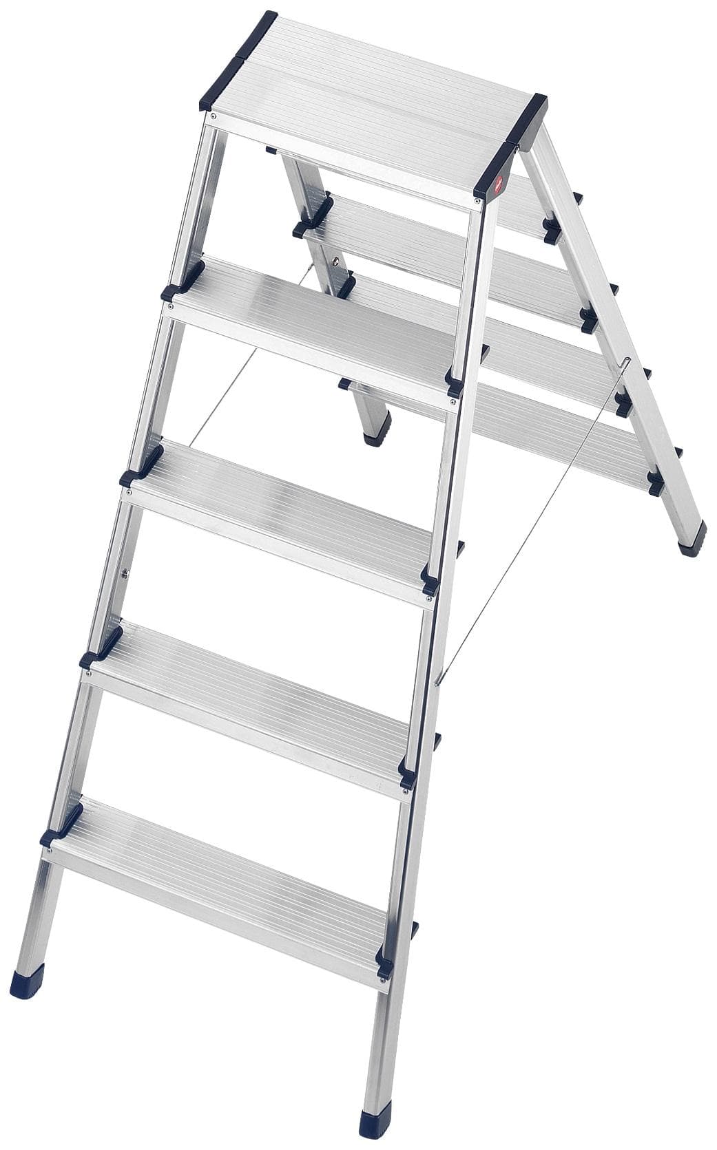 Hailo D60 StandardLine Alu-Sicherheits-Doppelstufenleiter 2x5 Stufen Grau/Aluminiumfarben