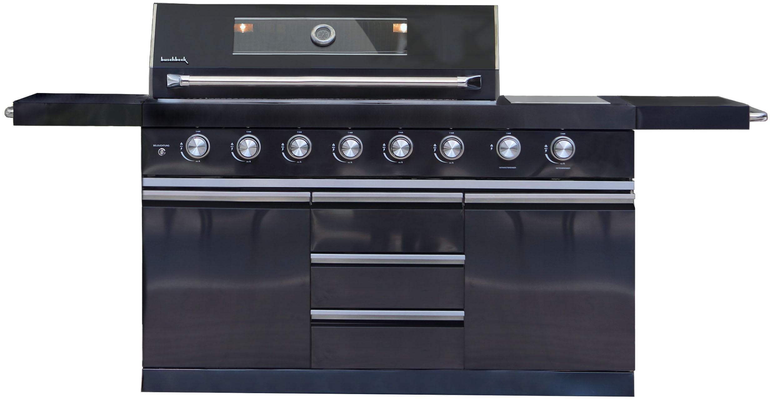 BUSCHBECK Outdoor-Küche Chester Schwarz mit 8 Brennern und Sizzle Zone
