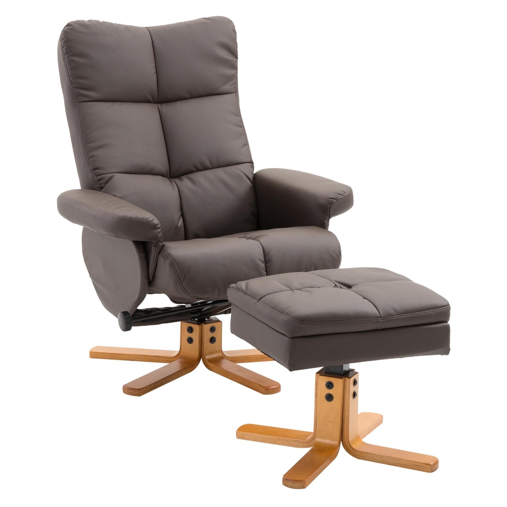 HOMCOM Polsterstuhl mit Hocker und Stauraum Holz Kunstleder