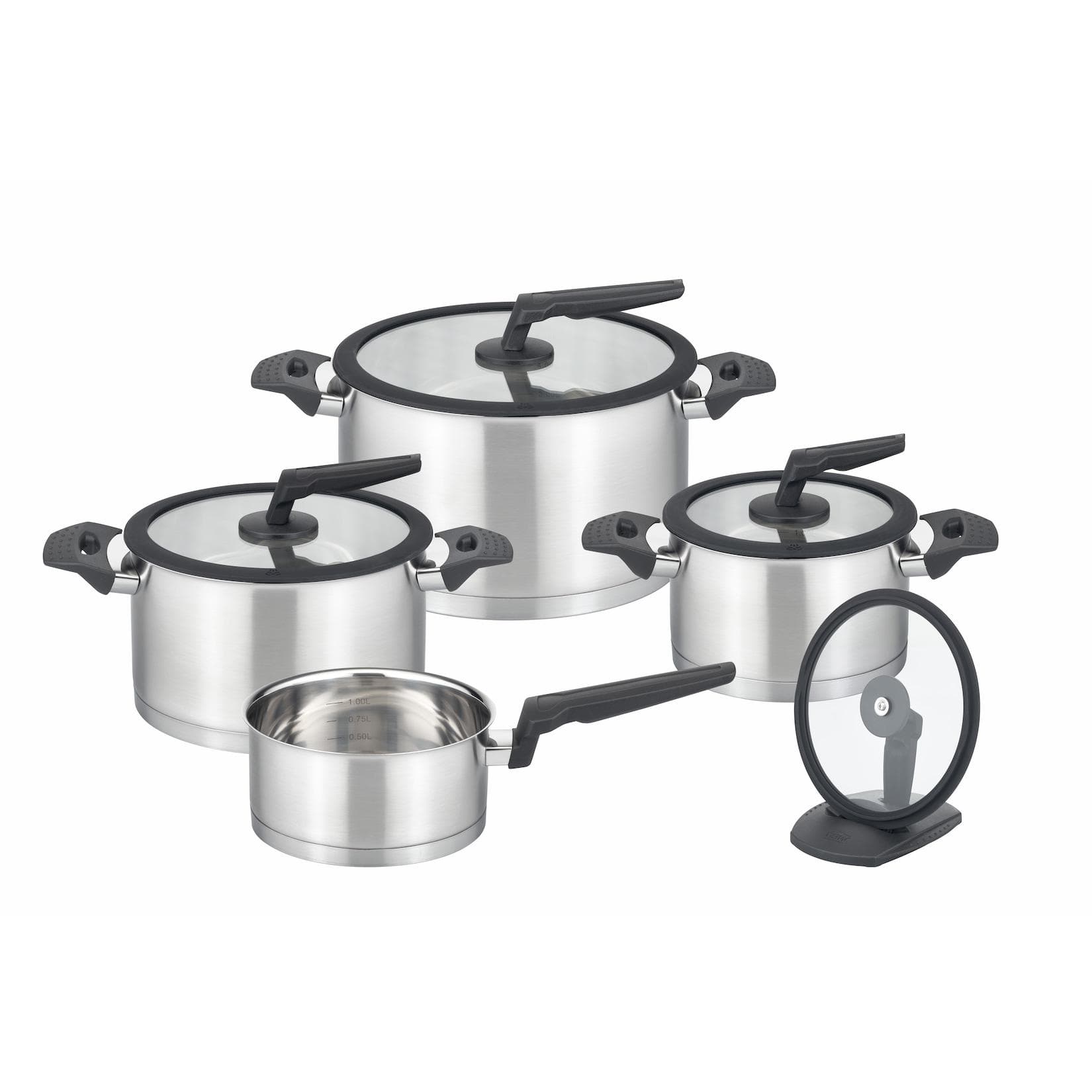 GSW Topf-Set Apart 9-teilig Edelstahl Induktion Silber/Schwarz
