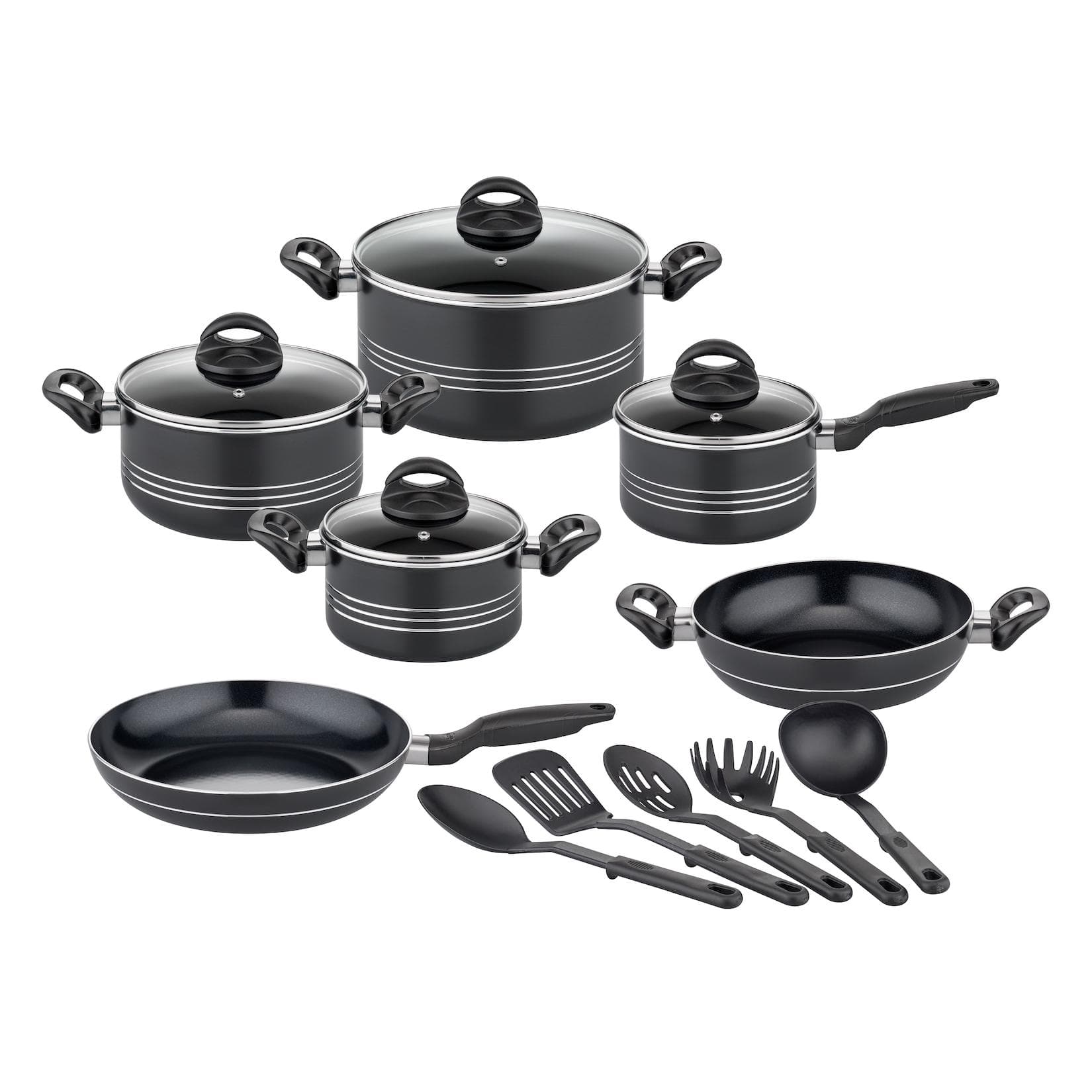 GSW Kochtopf-Set Milano Nero 15-teilig Aluminium