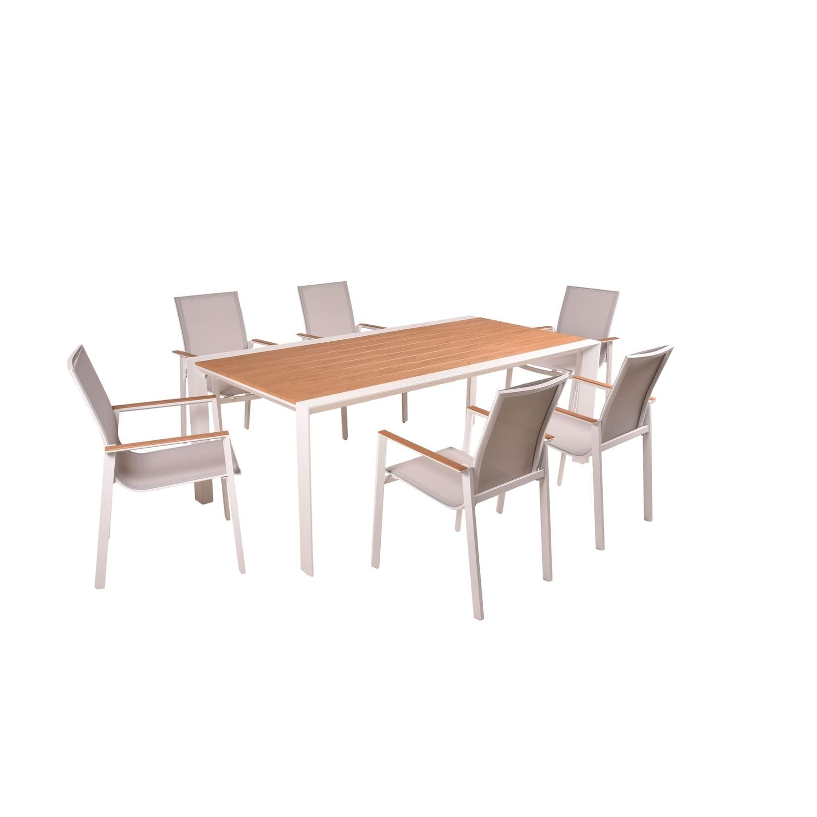 Tischgruppe VENICE 7-tlg. Weiß Aluminium Nonwood