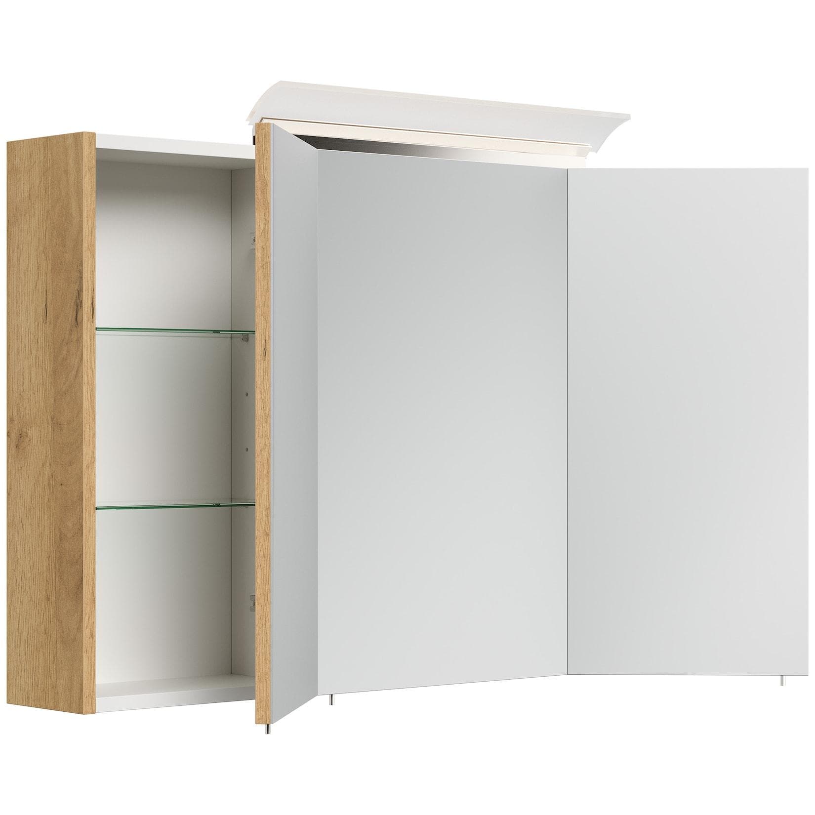 Posseik Spiegelschrank Badezimmer 3-türig LED-Acrylglaslampe