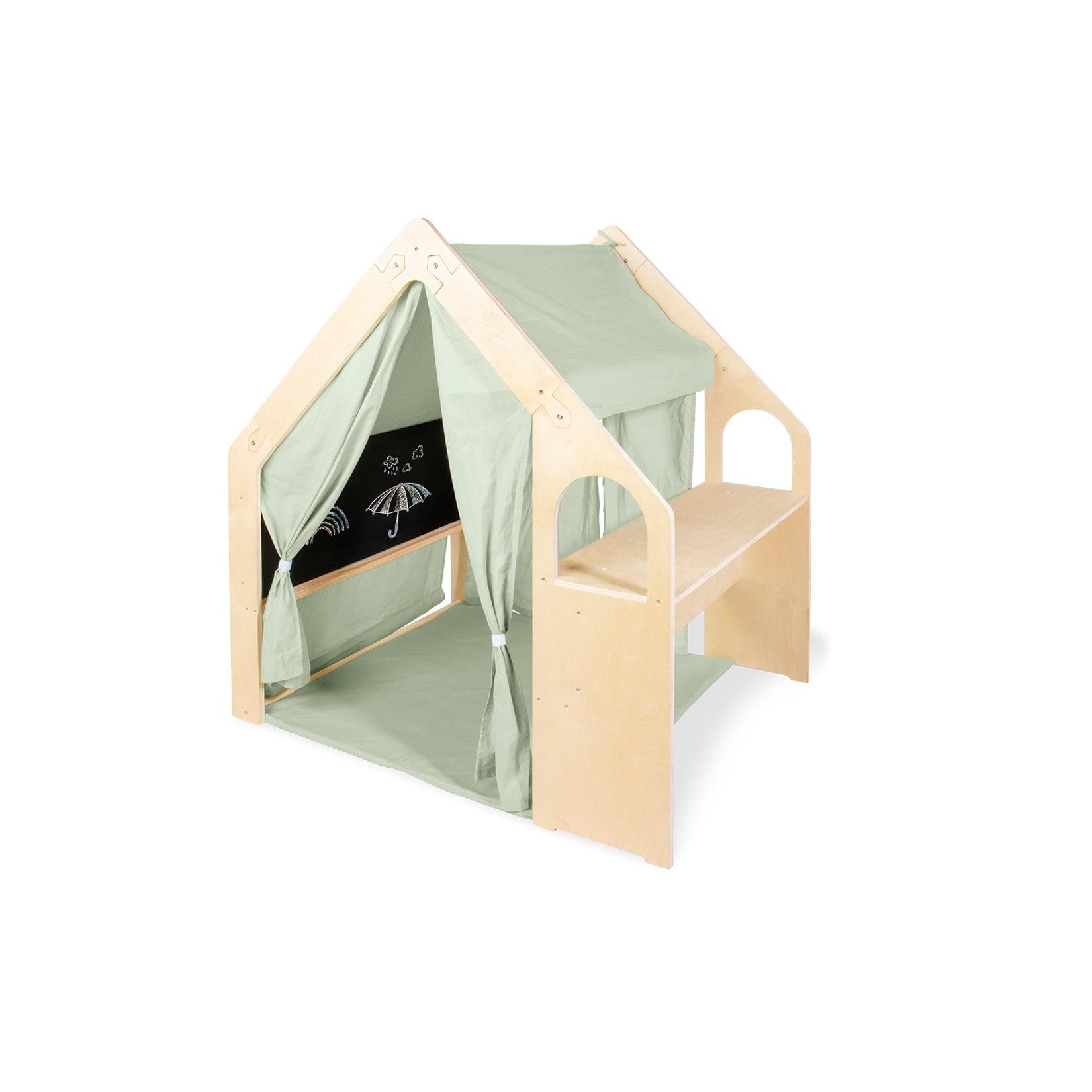 Pinolino Spielhaus Thilda Massivholz Birke Kiefer Salbeigrün