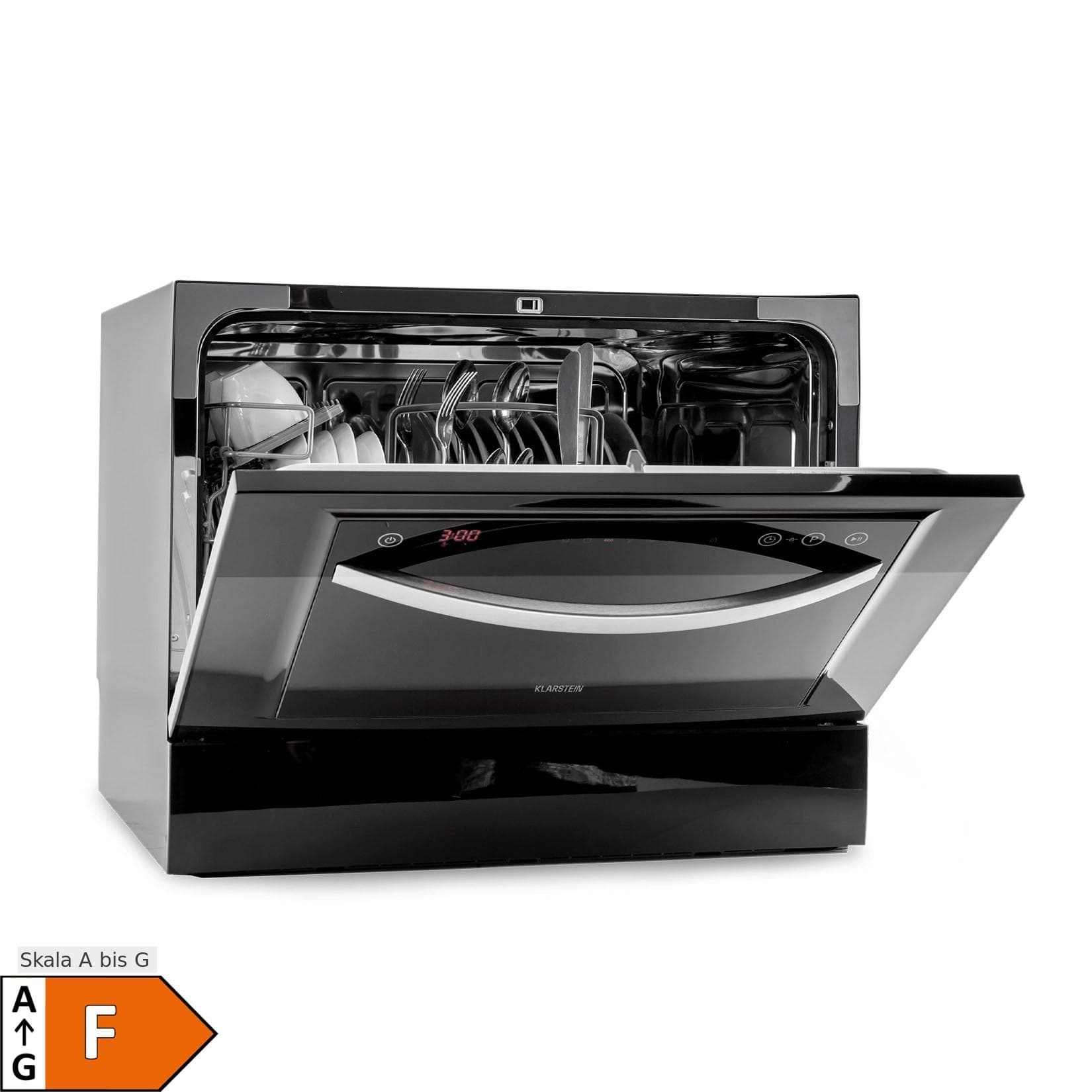 Klarstein Havasia UV 6 Luminance Geschirrspüler Schwarz Glasfront