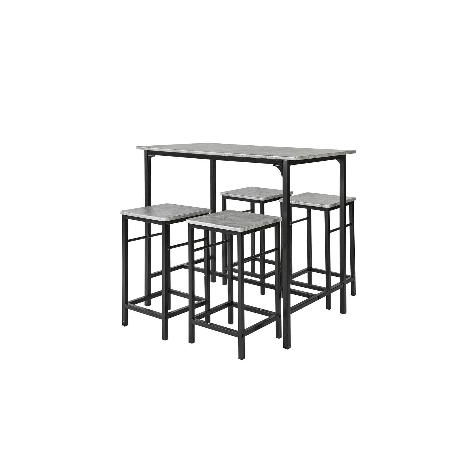 SoBuy Bartisch-Set 5-teilig Grau/Weiß Metall MDF