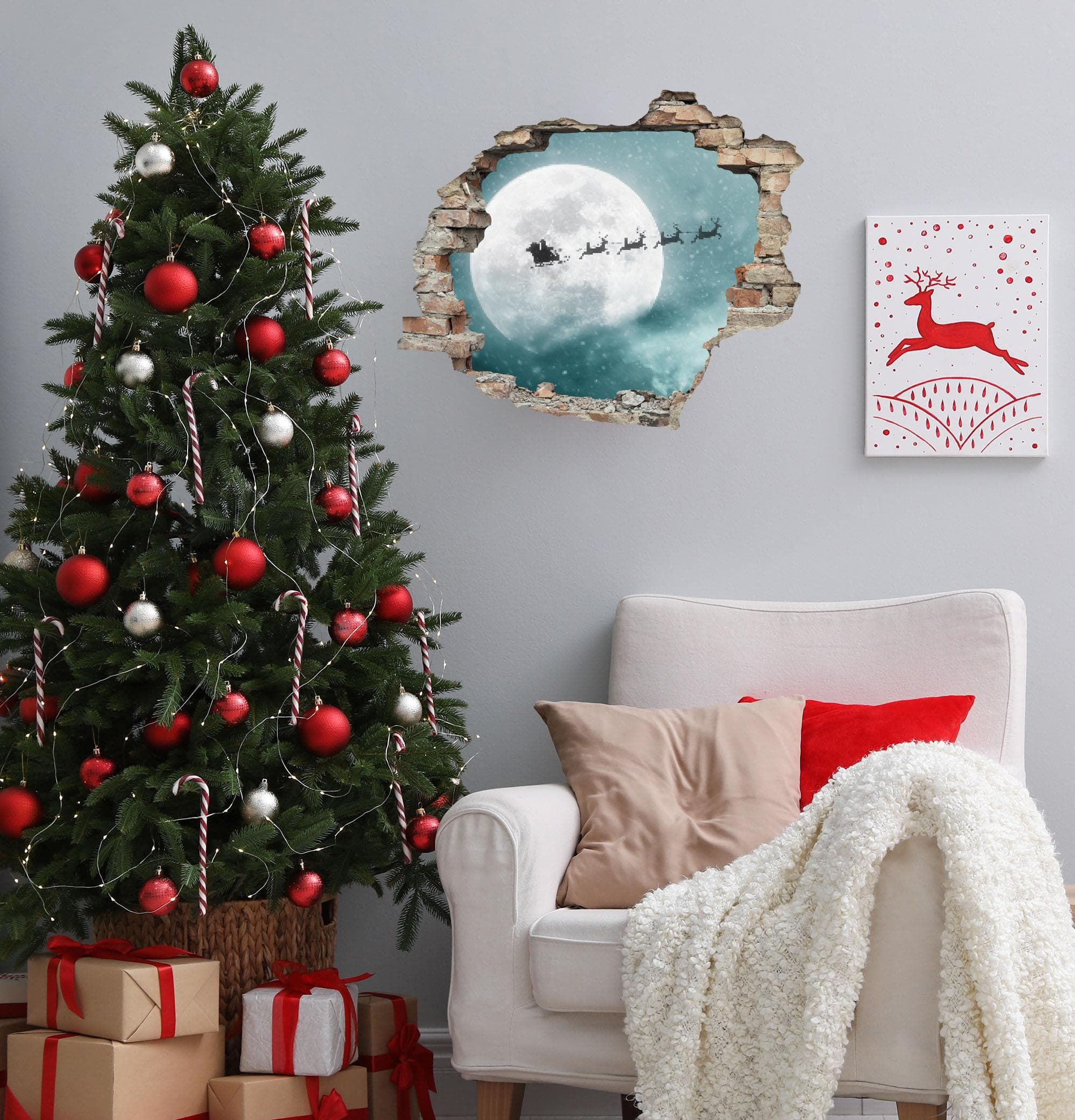 3D-Wandtattoo QUEENCE Weihnachtsmann Blau