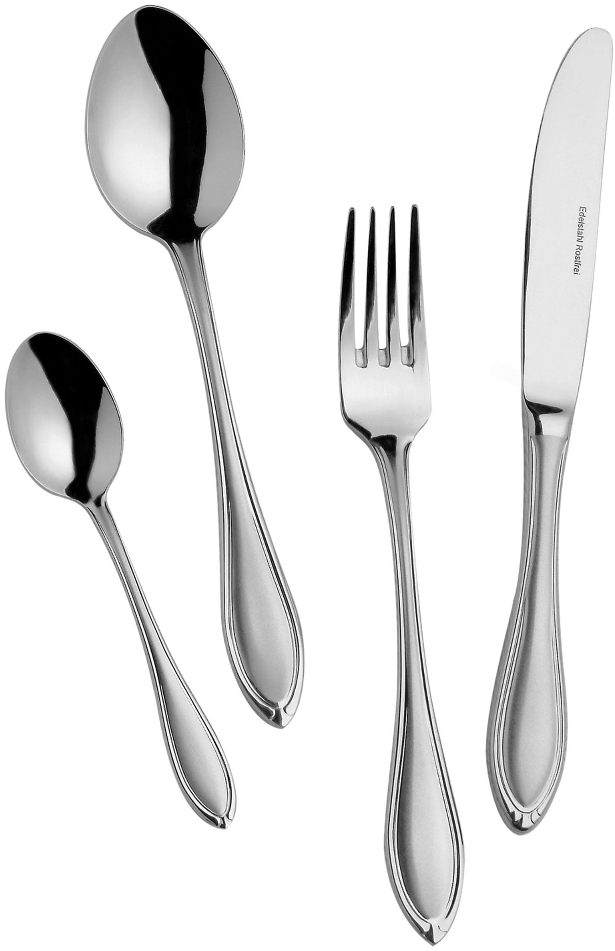 Besteck-Set MULEX "Boston" Silber 60 Stk. Chromnickelstahl 18/10 Essbesteck-Sets