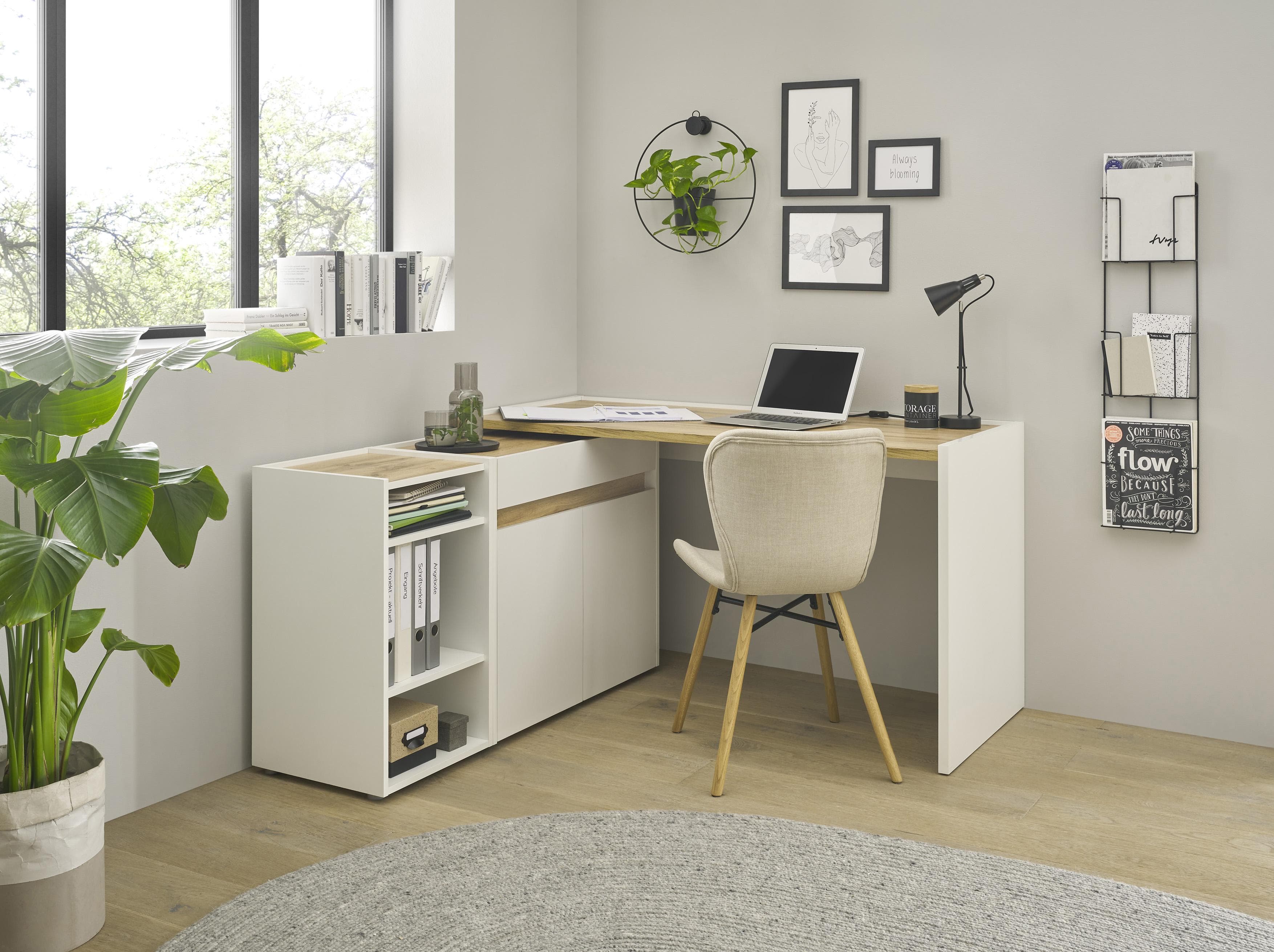HOME AFFAIRE Büromöbel-Set CiTY/GiRON Weiß 3-teilig