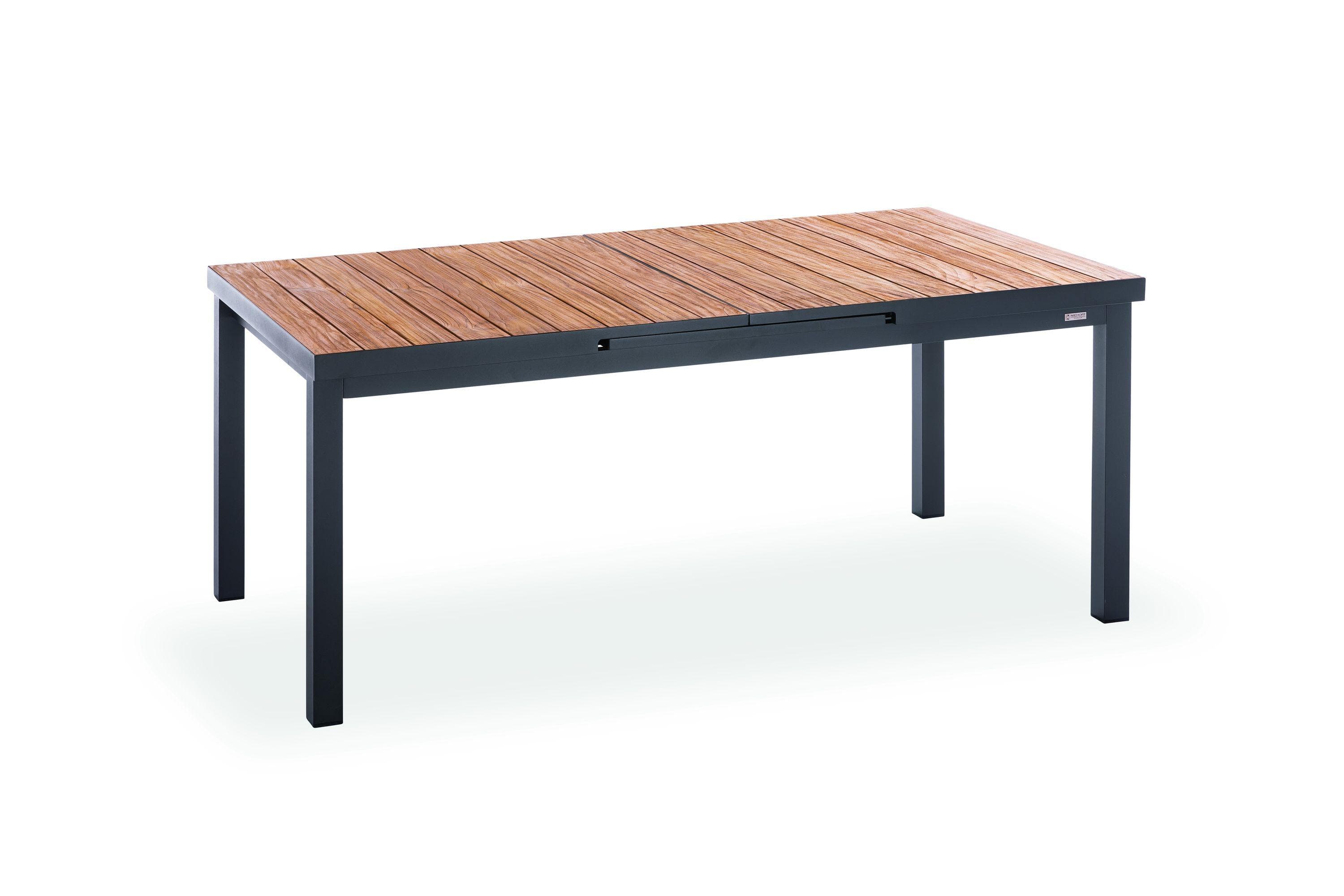 Ausziehtisch Nantes aus Aluminium und Teakholz