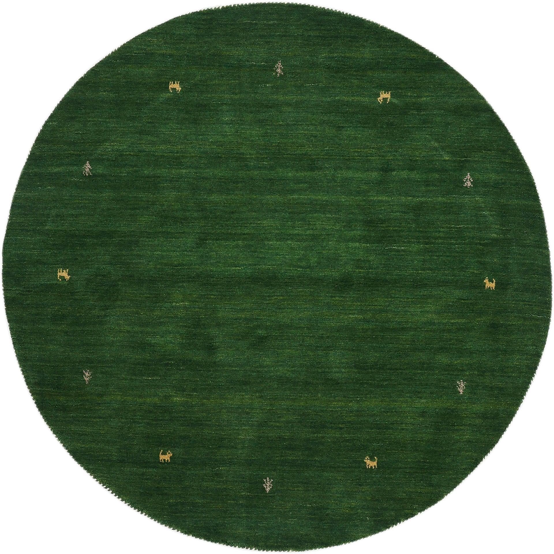 CARPETFINE Wollteppich Gabbeh Uni Grün Handgewebt