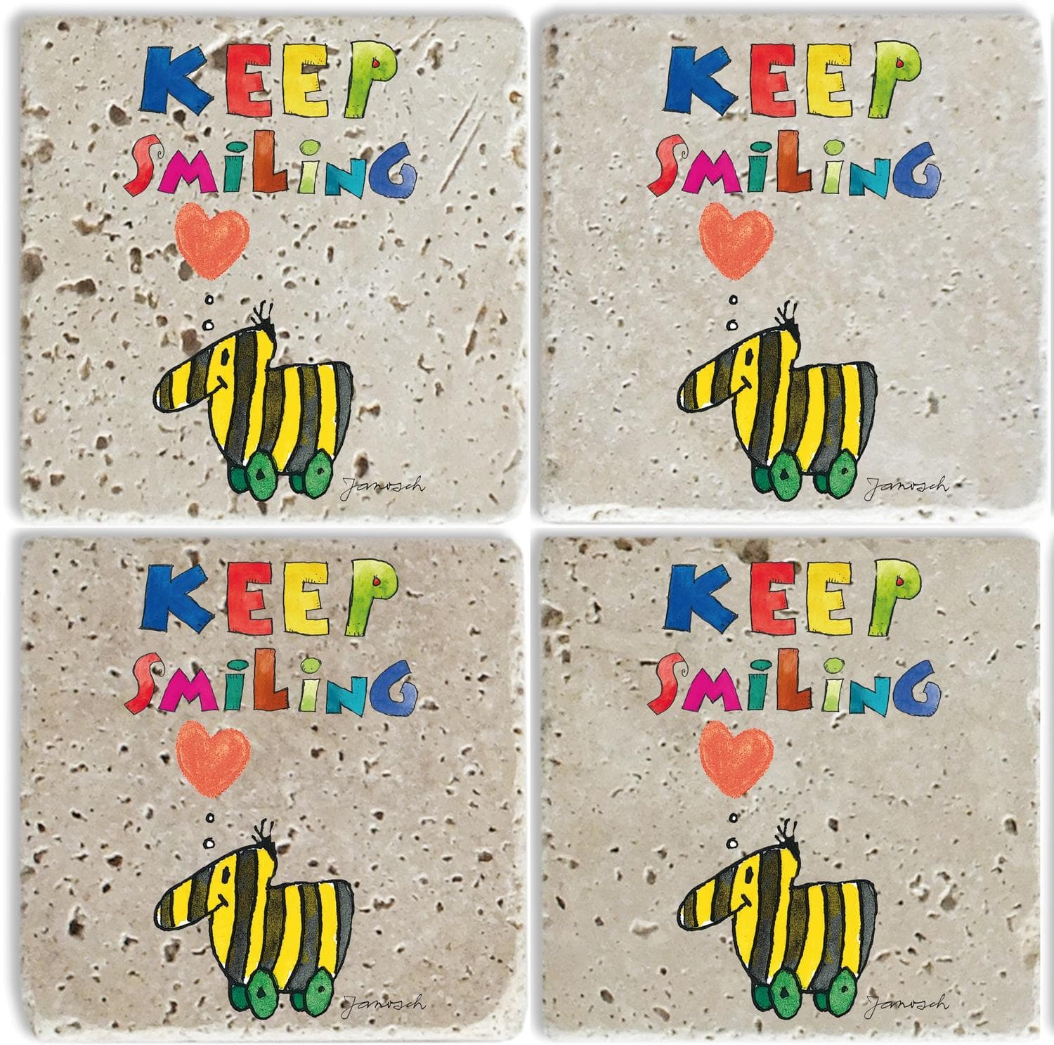 Getränkeuntersetzer LUCKYLINDE "Die kleine Tigerente" Bunt Naturstein