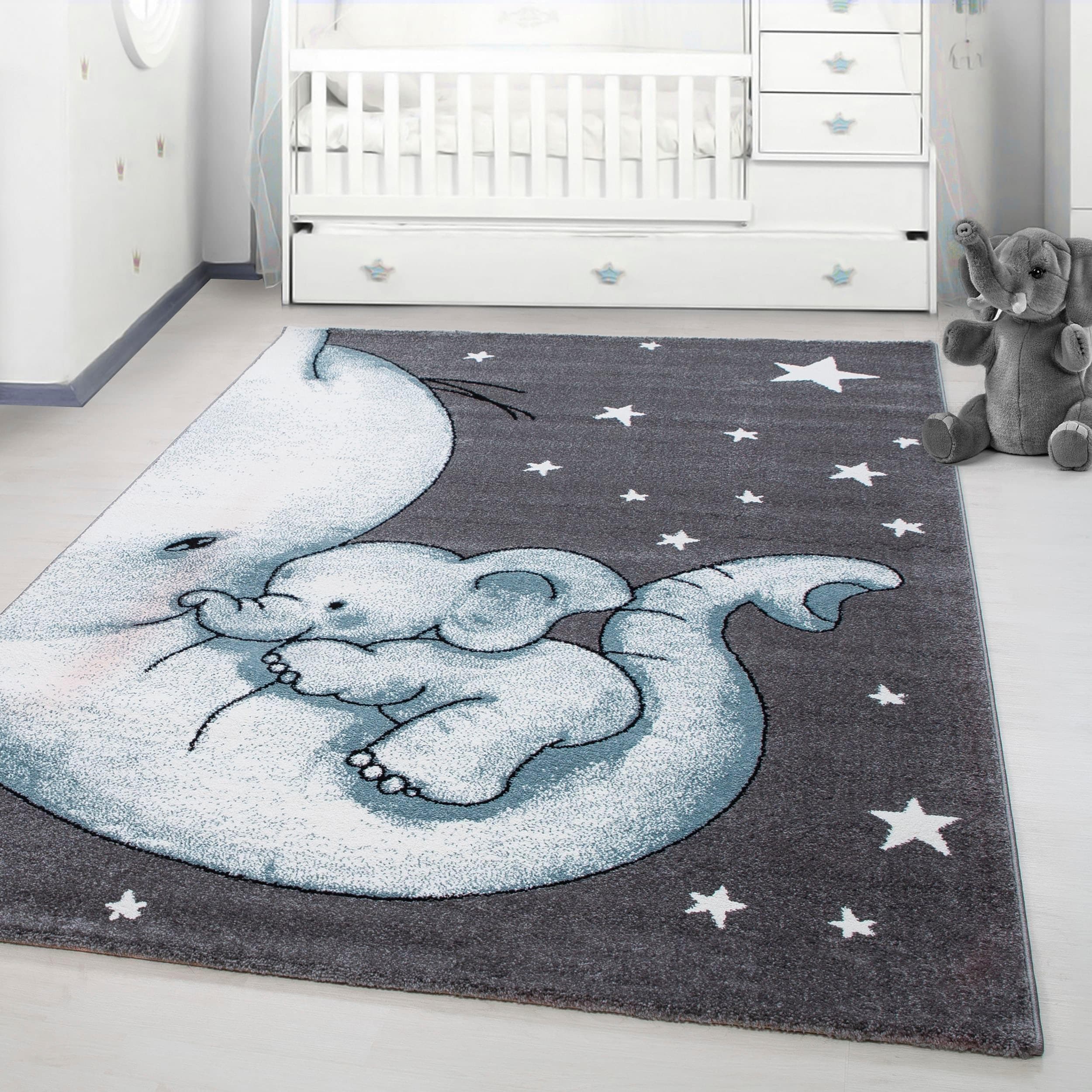 Kinderteppich AYYILDIZ Kids 560 Blau Elefanten Motiv