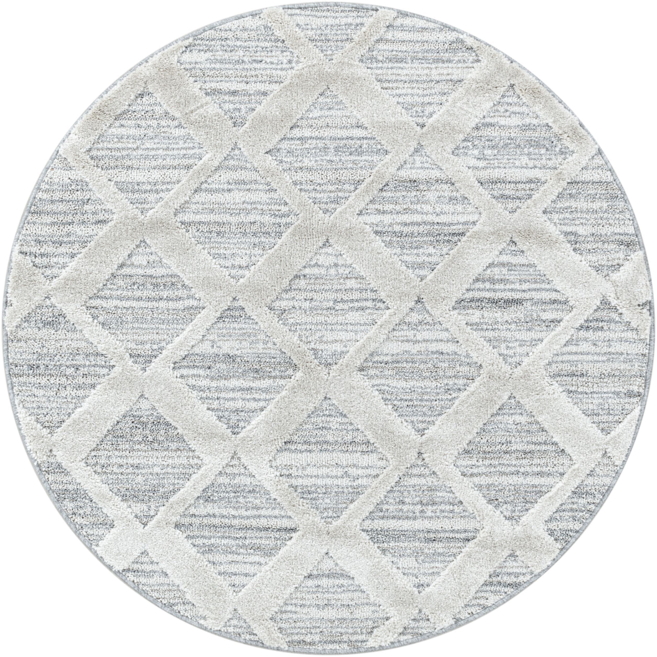 Ayyildiz Teppiche PISA 4703 Grau Runder Teppich Polypropylen