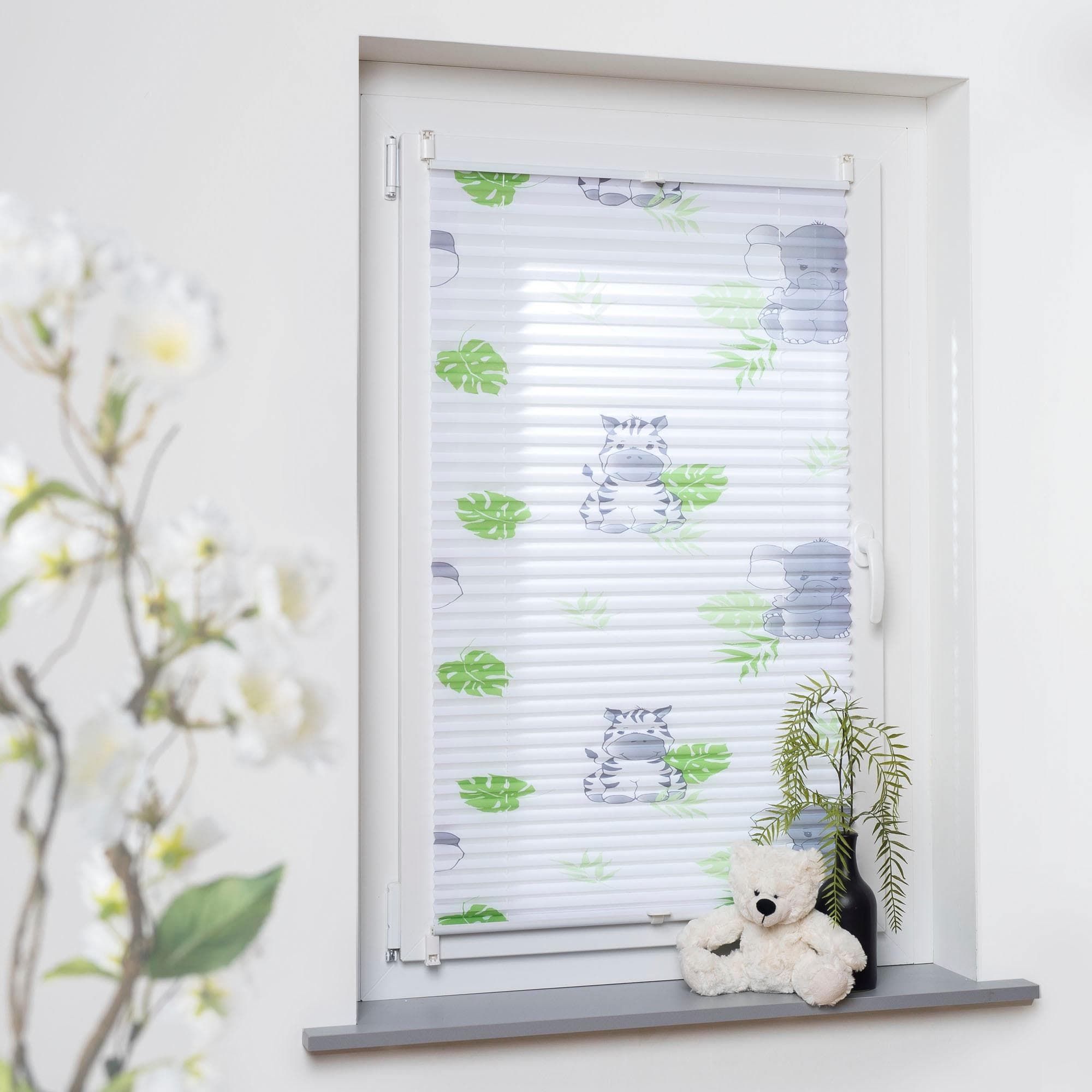Plissee Kinderzimmermotiv Grün Klemmfix Liedeco
