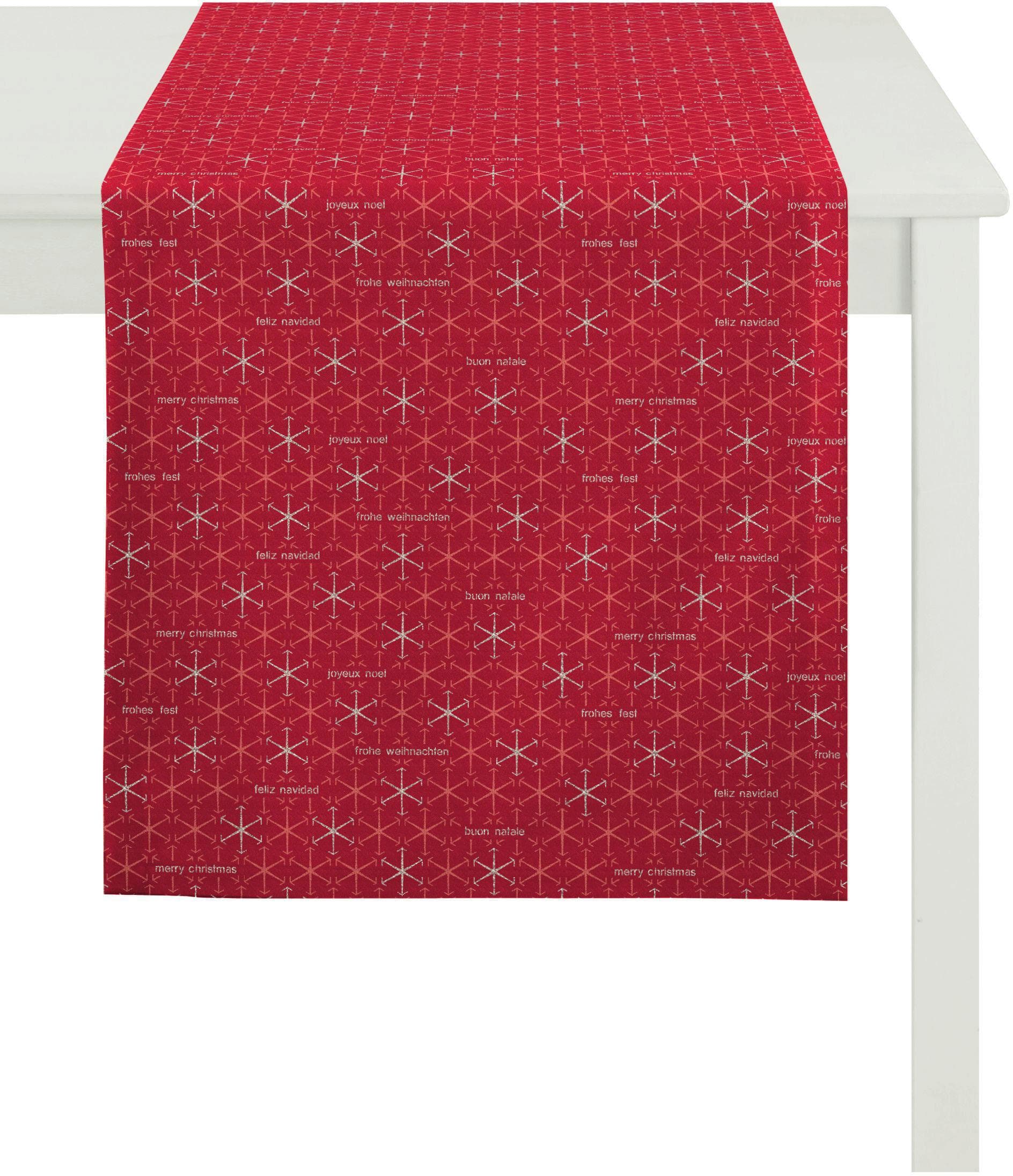 APELT Tischläufer Christmas Elegance Rot Silber 100% Polyester