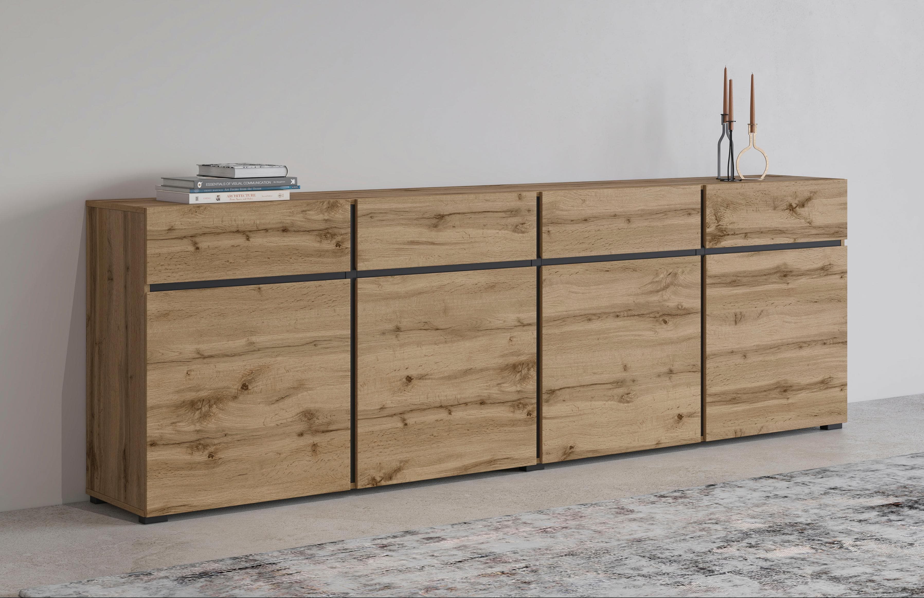 OTTO home Sideboard Cross 225 cm Modern Urban Grifflos
