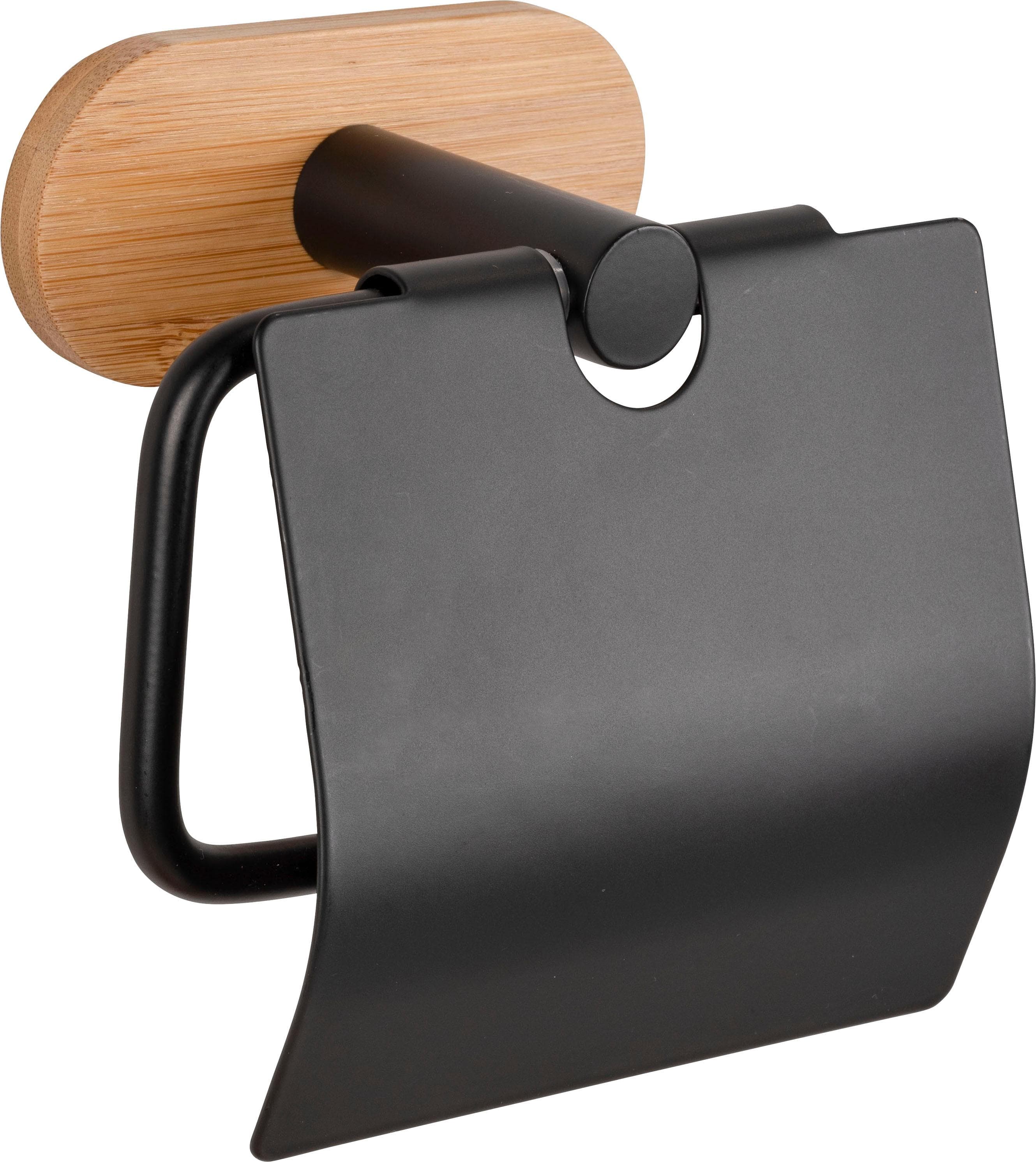 Toilettenpapierhalter WENKO Turbo-Loc Orea Bamboo Schwarz Bambus