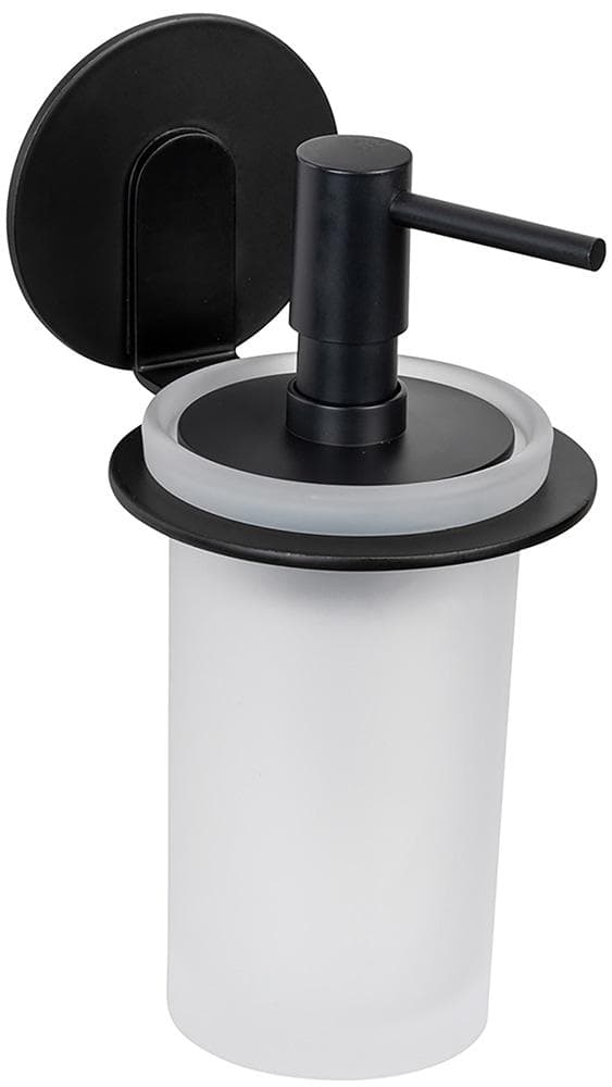 Seifenspender WENKO Turbo-Loc Modell Bivio Schwarz Aluminium Glas 150 ml