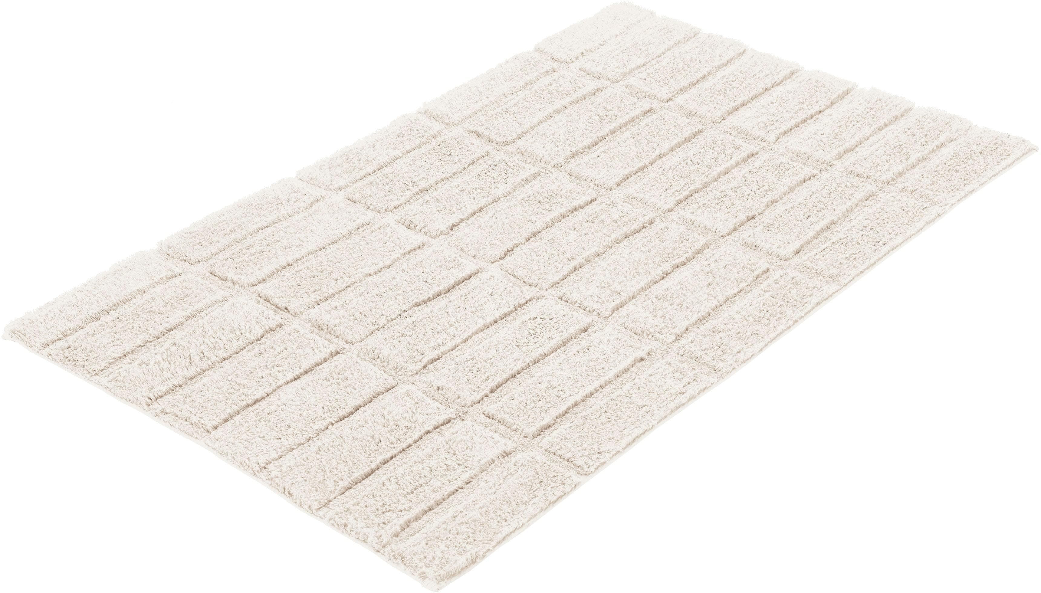 Kleine Wolke Badematte Tiles Beige Natur Hoch-Tief Effekt