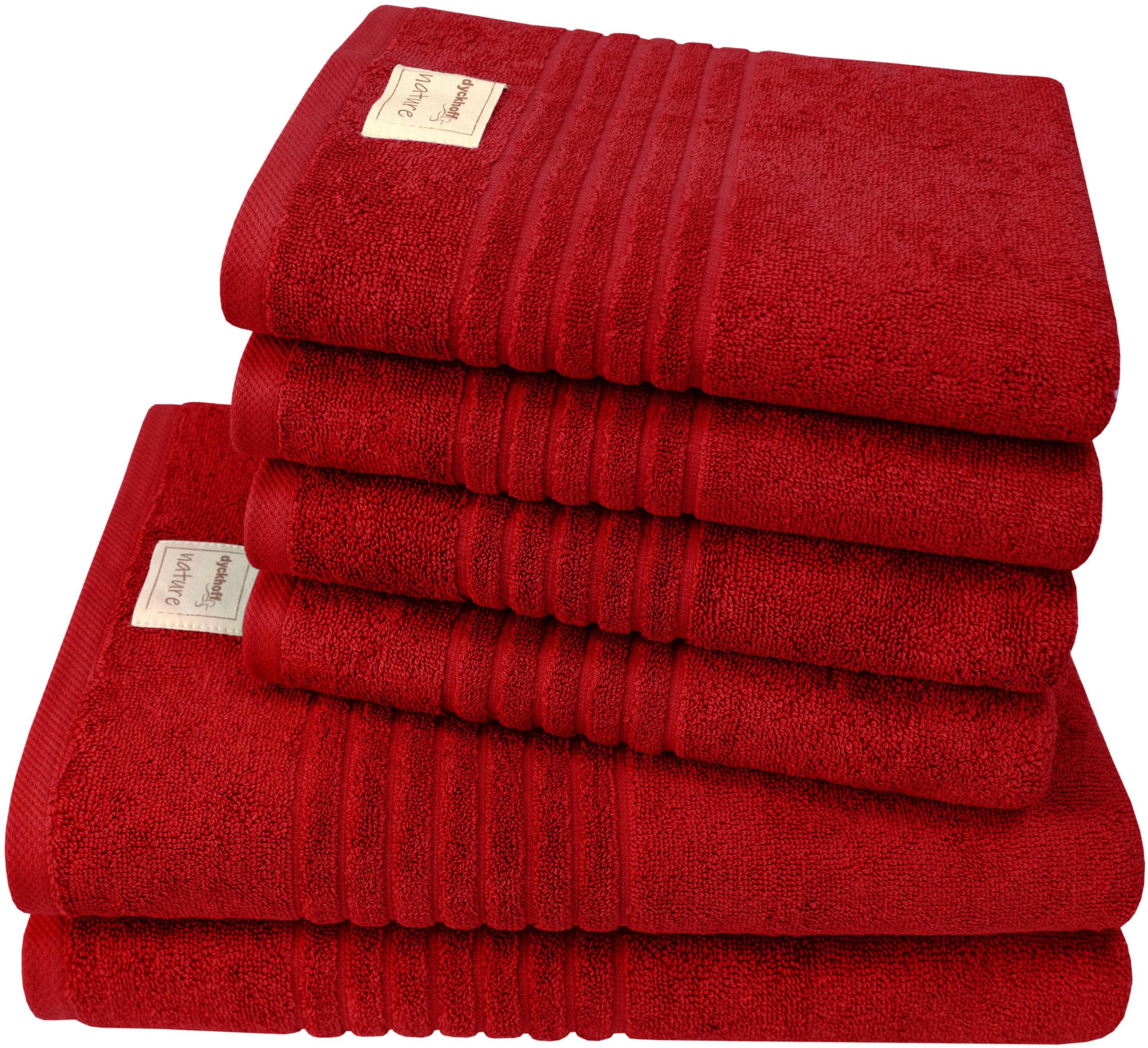 DYCKHOFF Handtuch Set Nature 6-tlg. Lila Frottier 100% Baumwolle