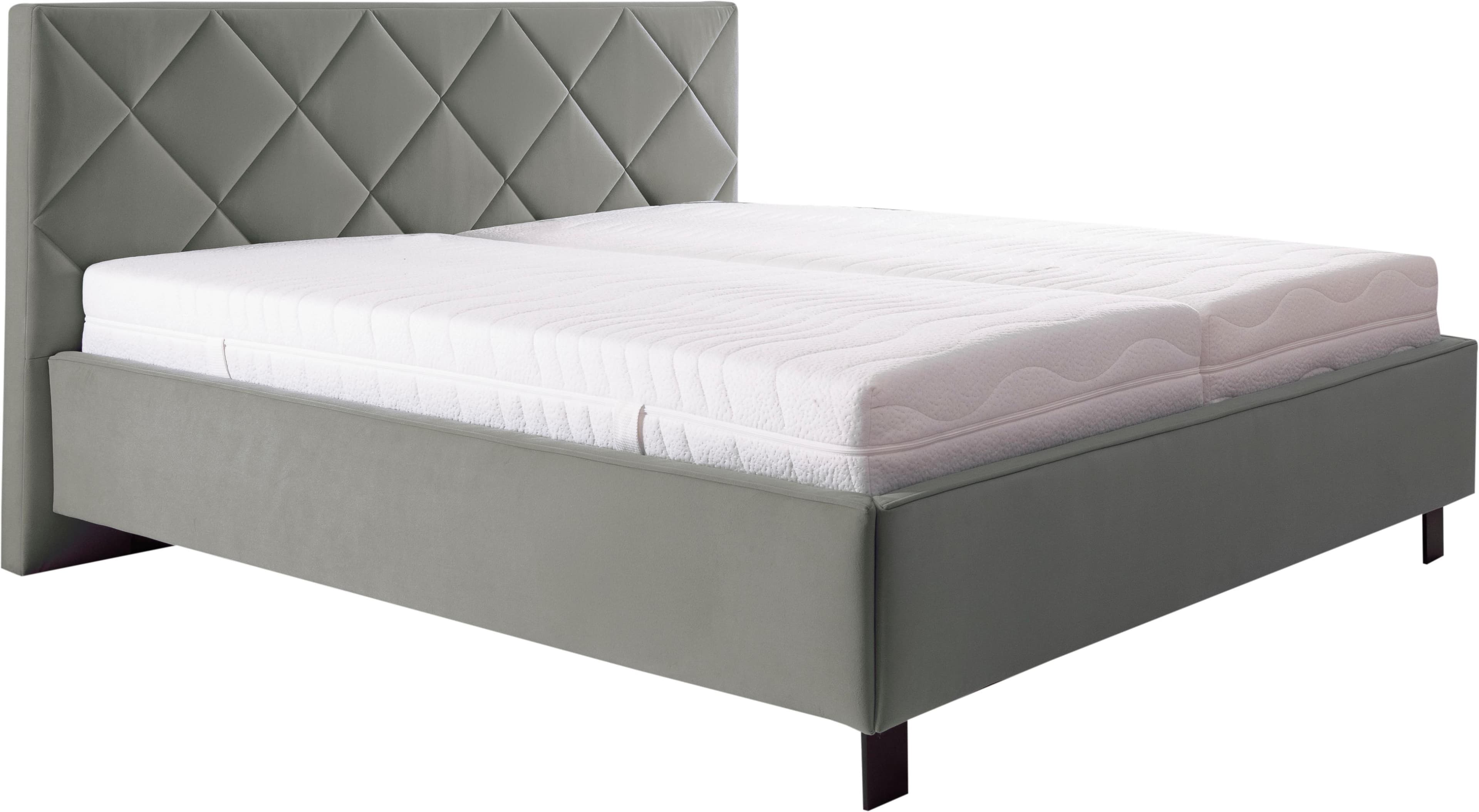 Polsterbett ALINA Nicuro betongrau mit 2 Matratzen