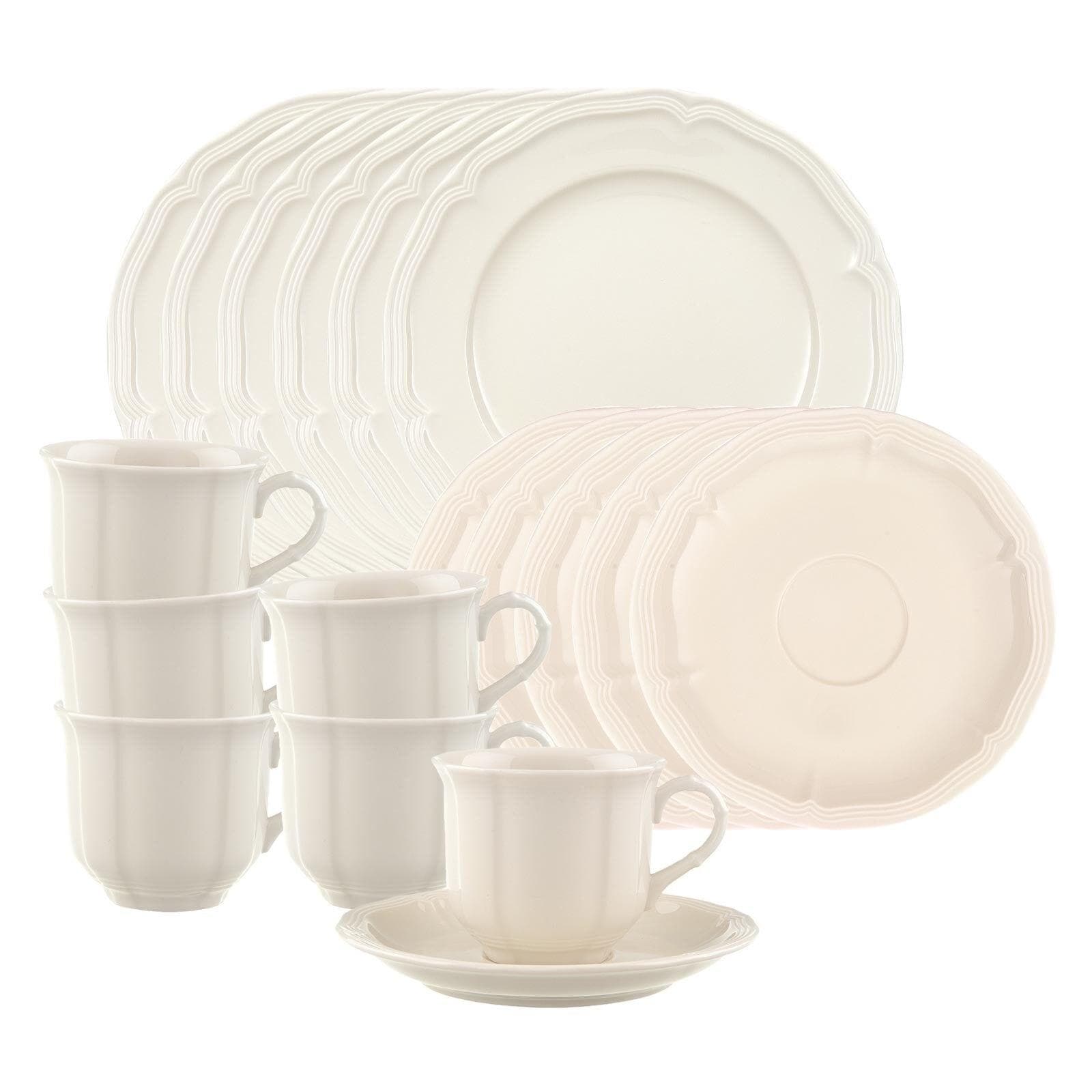 Villeroy & Boch Manoir Kaffeeservice 18er Set Weiß Porzellan