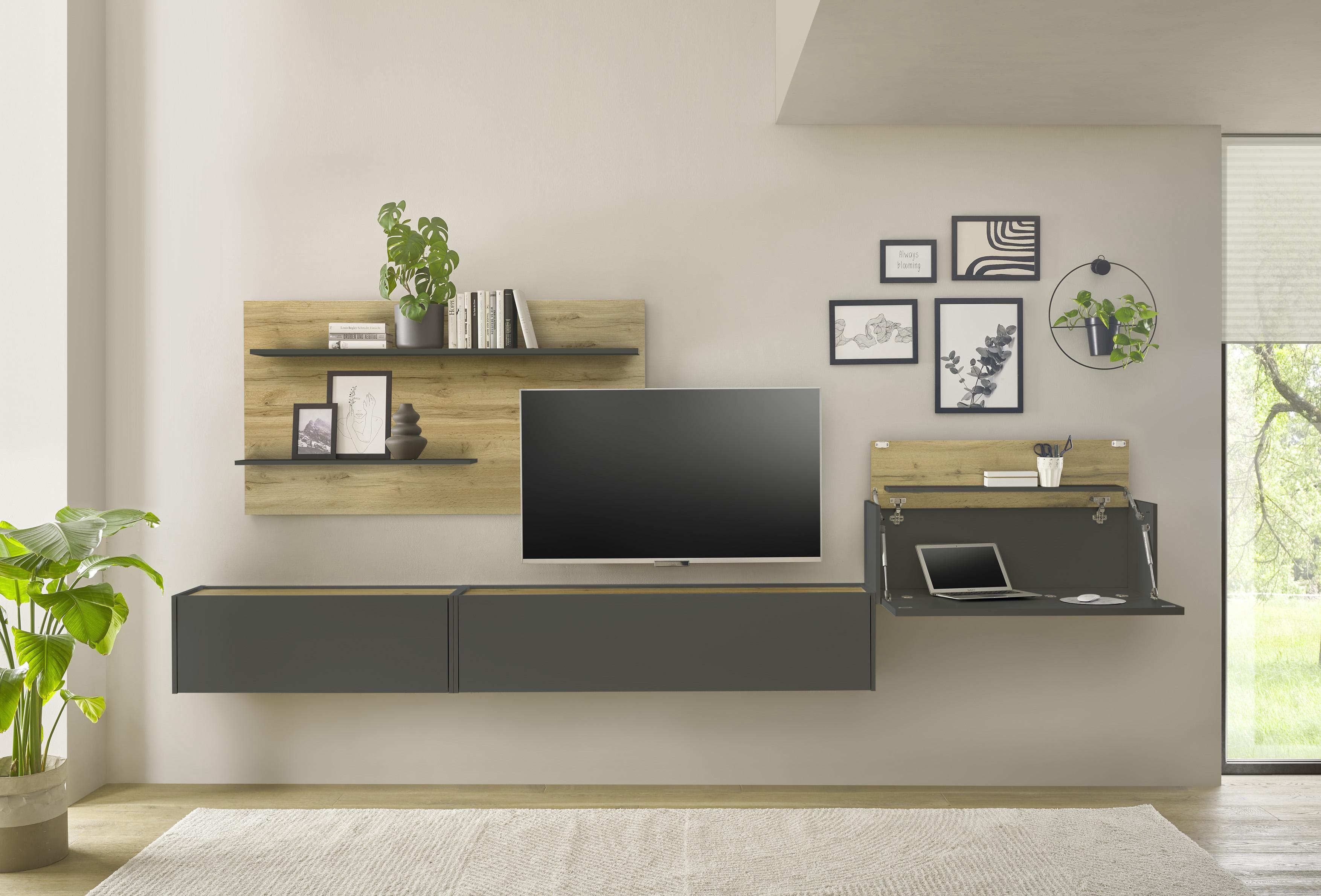 Home Affaire Büromöbel-Set City/Giron Grau Hängesekretär Schränke