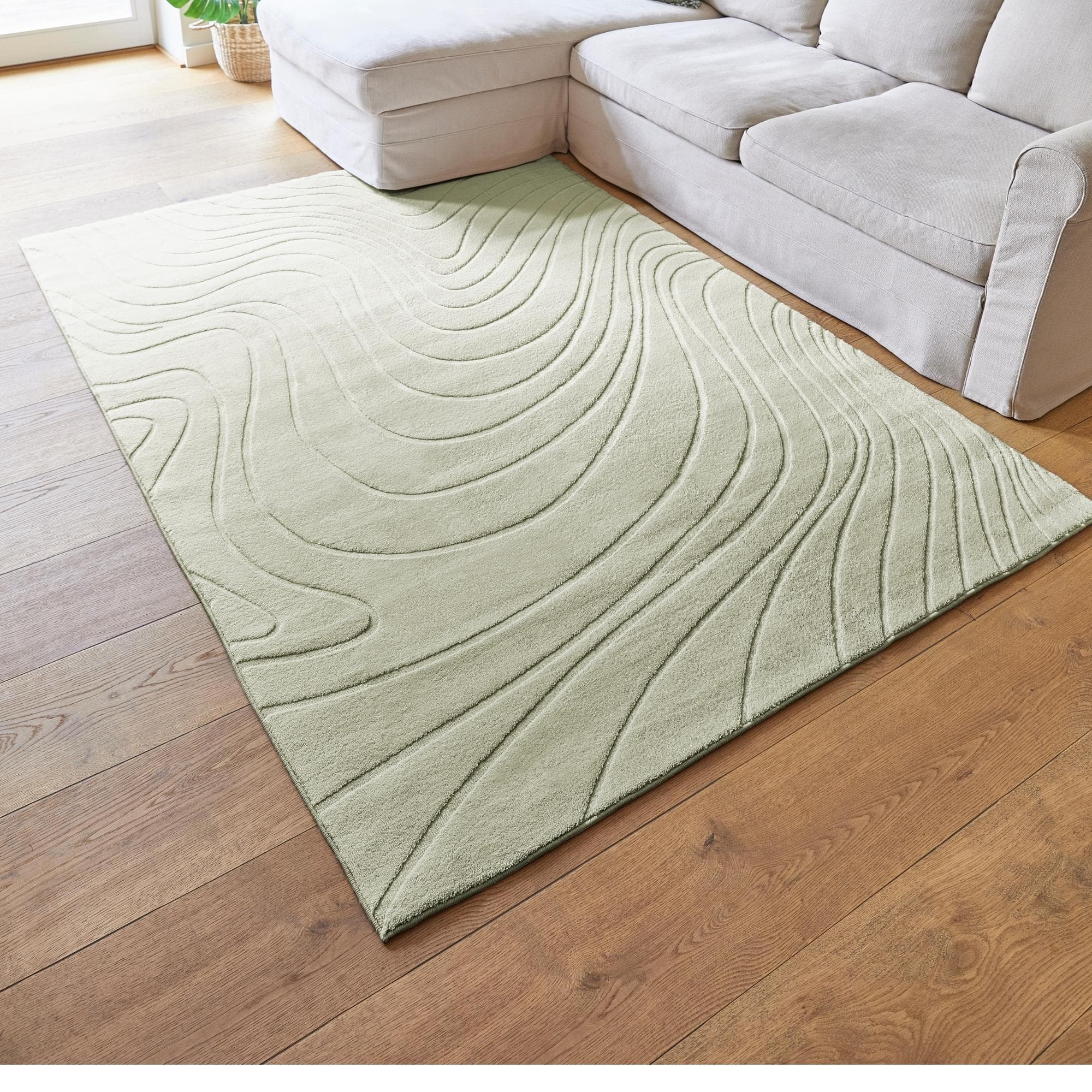 Teppich ANDIAMO Dale Salbei Uni Farben Hoch-Tief-Struktur Carving-Effekt