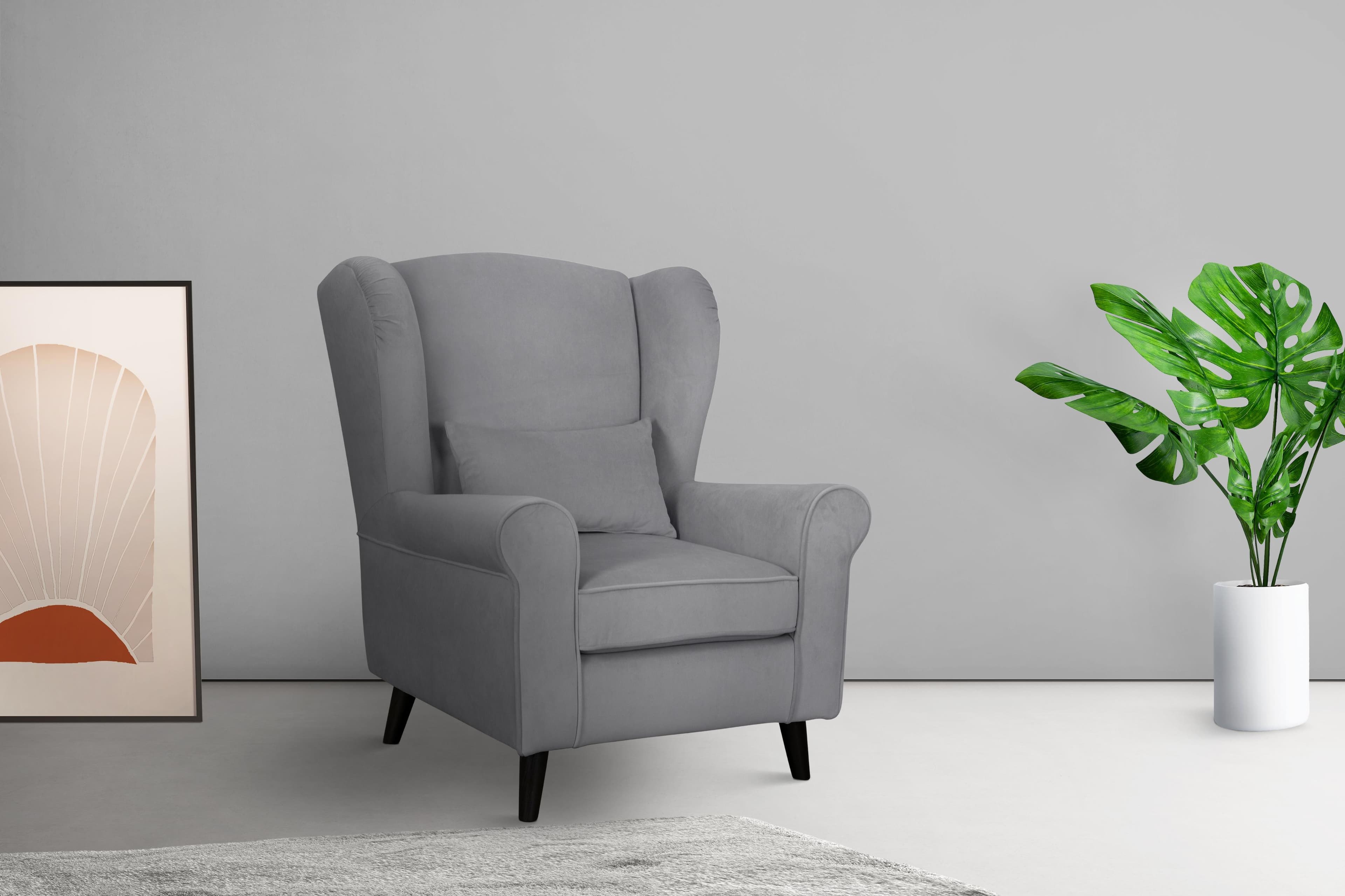 Home Affaire Ohrensessel CHISTELLE Grau Samtoptik