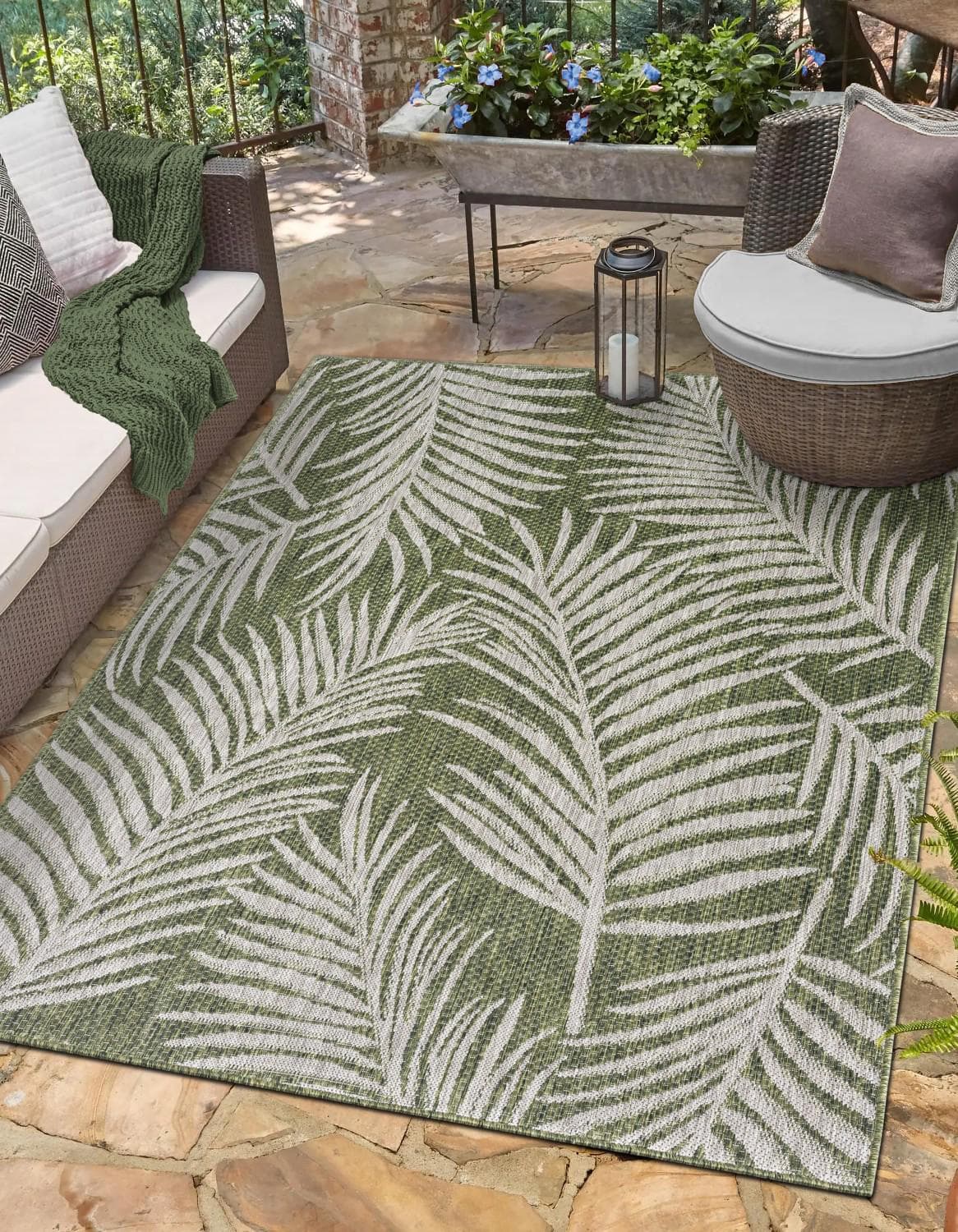 My Flair Teppich Autumn Wendeteppich Beige Grün Outdoor