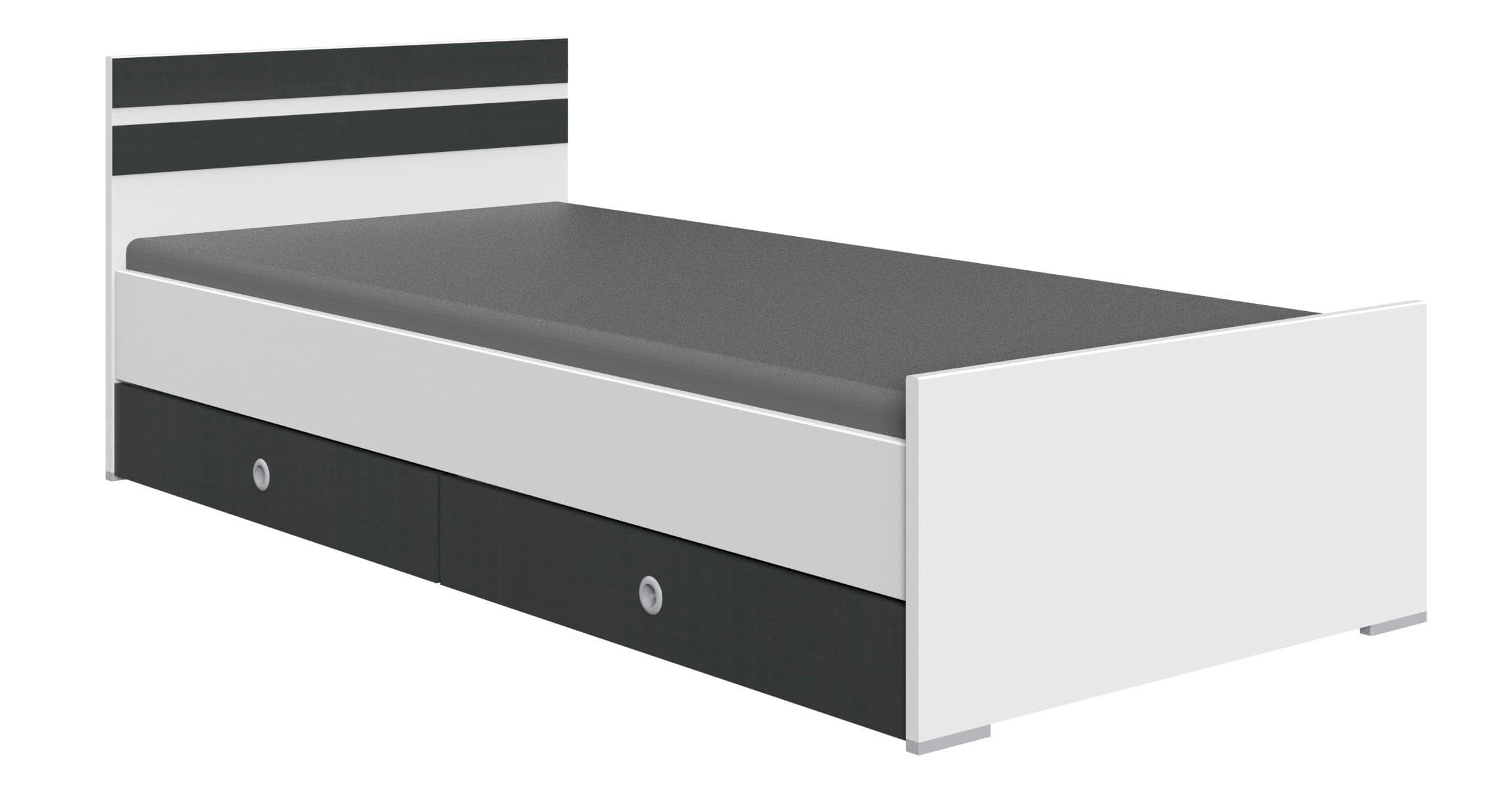 Weißes Gästebett mit Graphit-Akzenten | Liegeflächen 90/140x200 cm