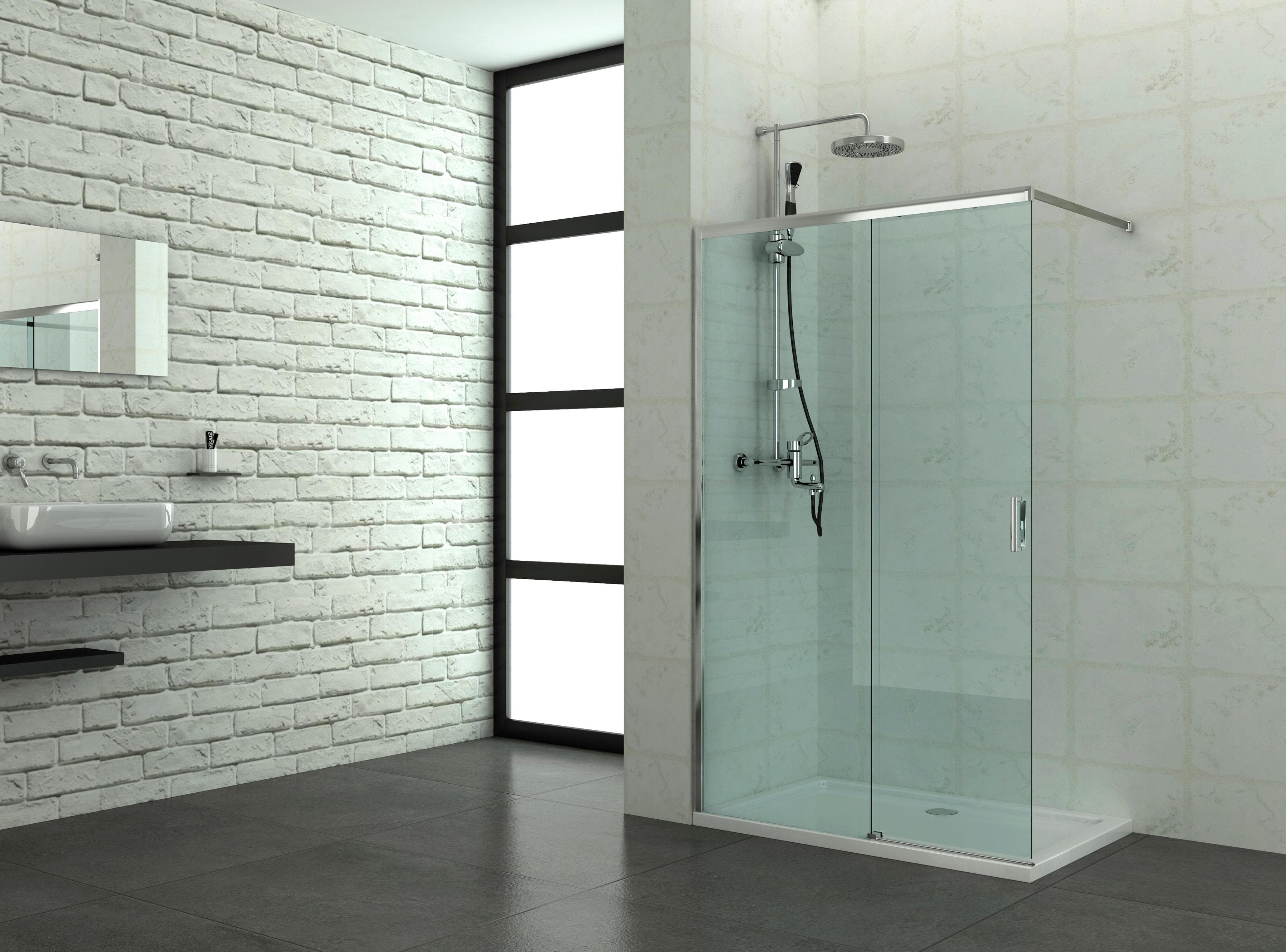 Duschwand SANOTECHNIK "Elite Chrom" Grau Einscheibensicherheitsglas