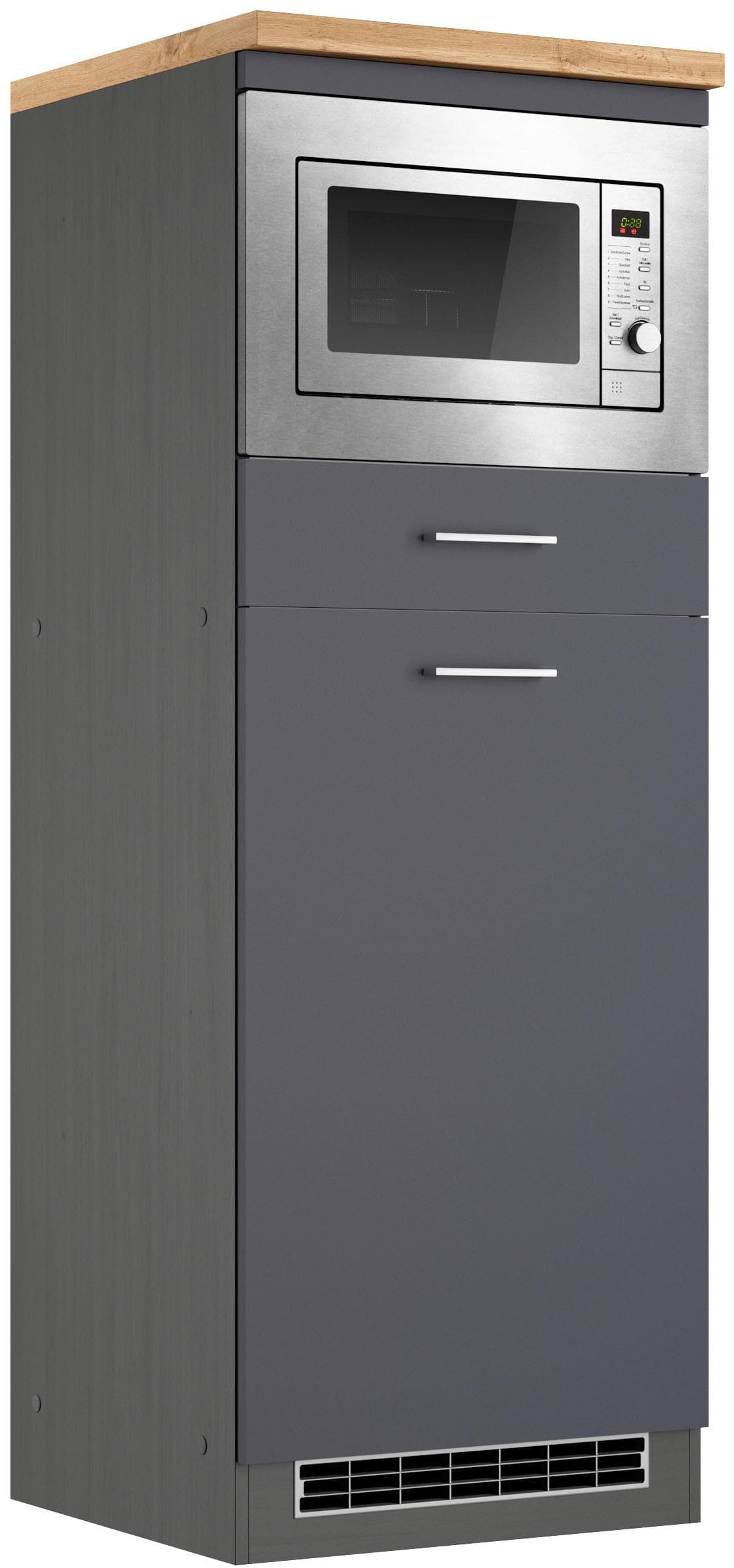 KOCHSTATION KS-Milan Backofen/Kühlumbauschrank Anthrazit 60cm