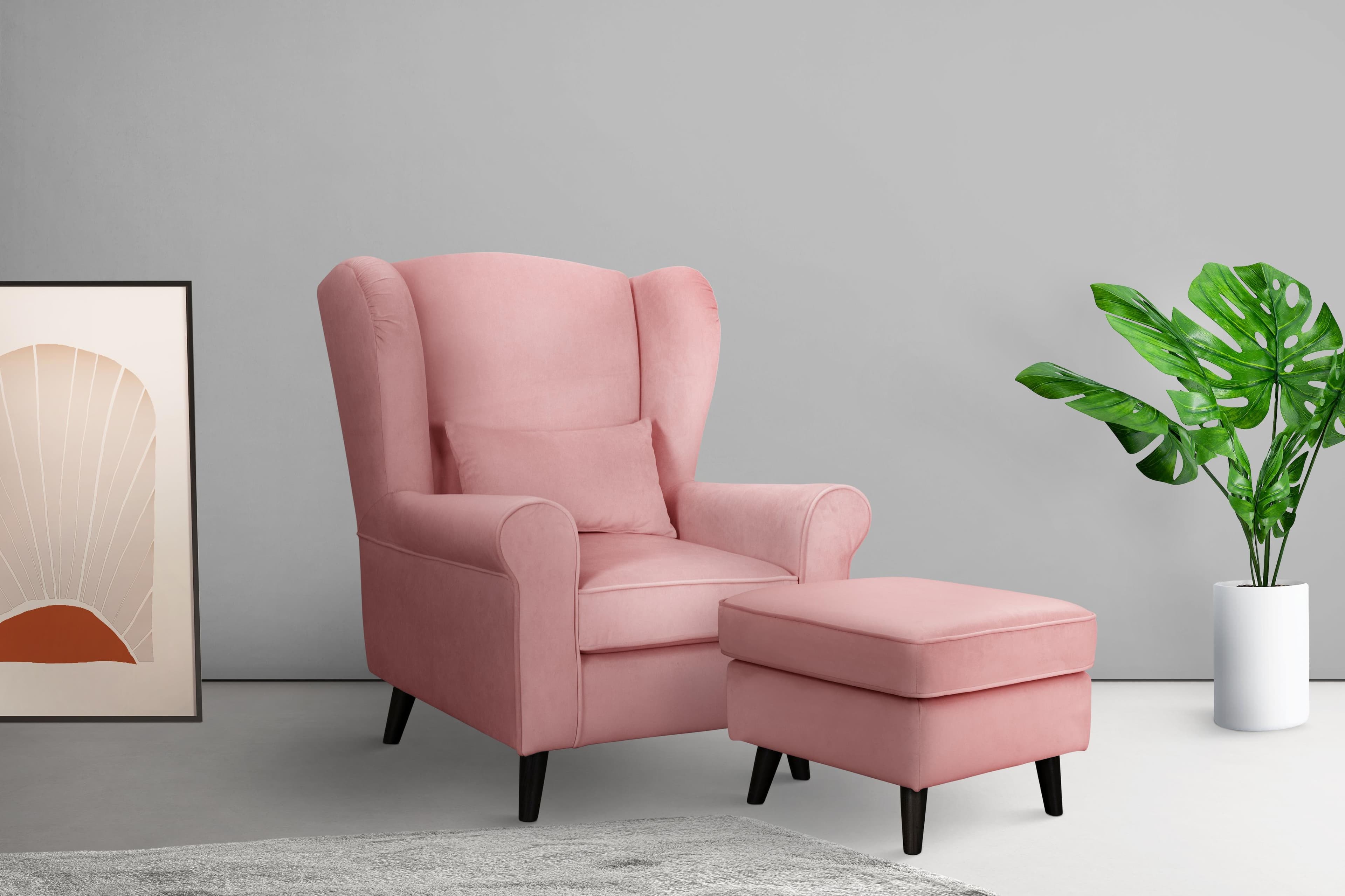 Home Affaire Ohrensessel CHISTELLE Rosa mit Hocker