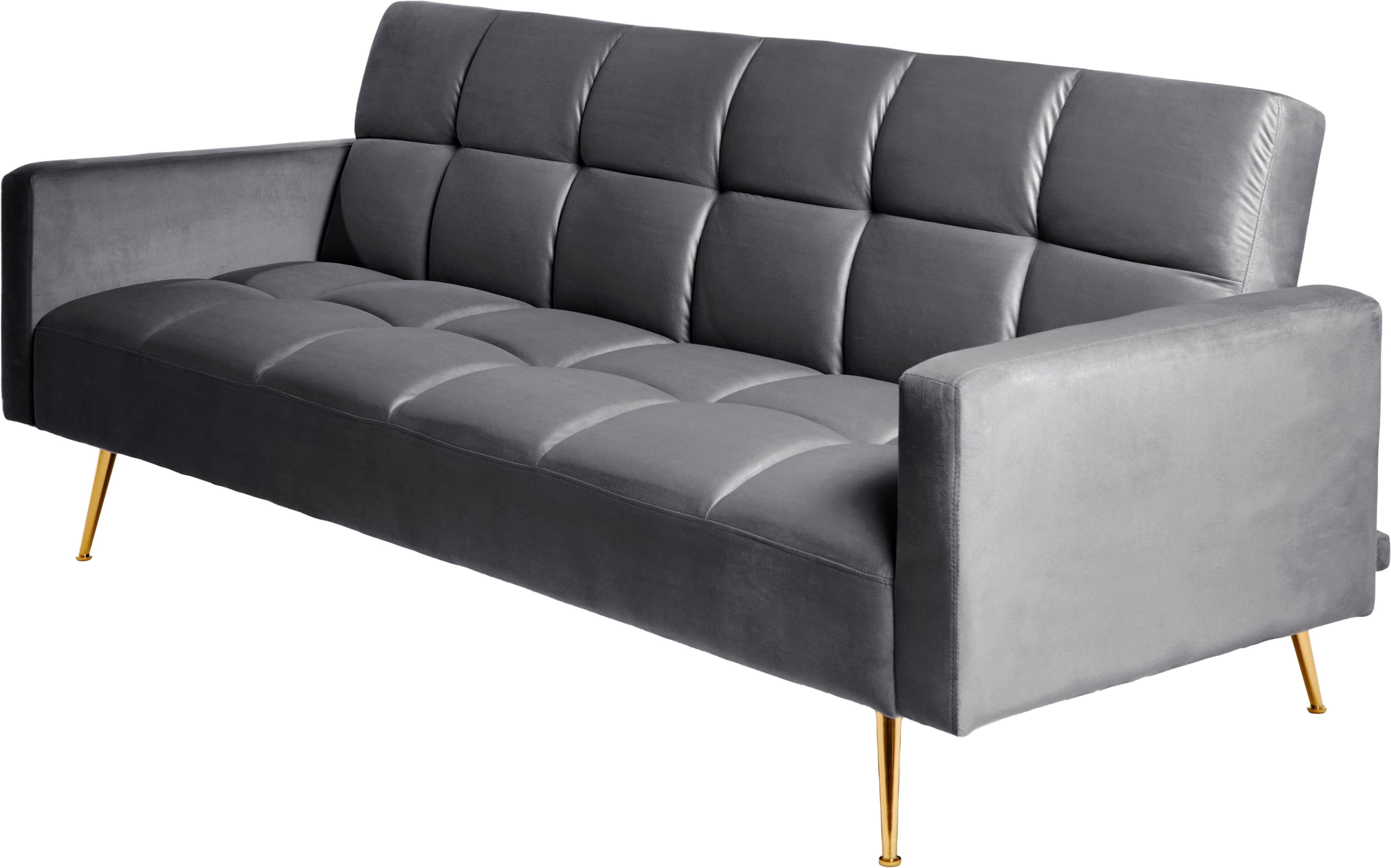 Jahnke Schlafsofa CHILLAX POSH Samt grau mit Goldfüßen