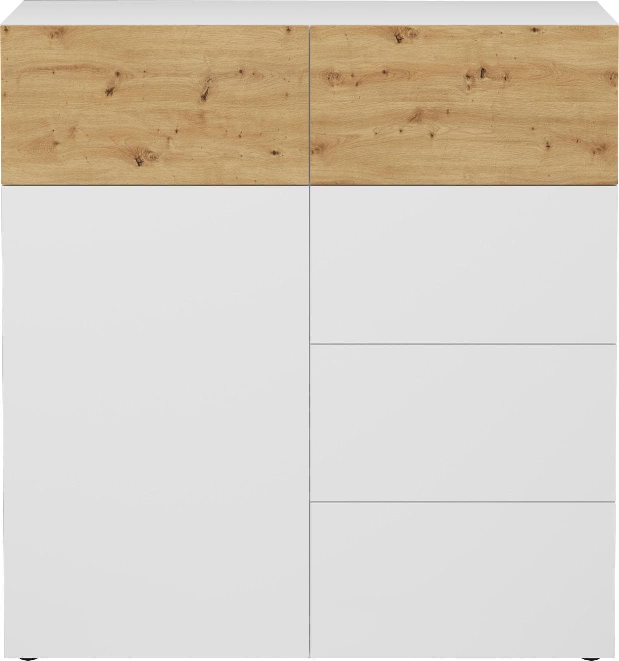 FMD Kommode Belm Weiß Eiche 5 Schubladen 1 Tür