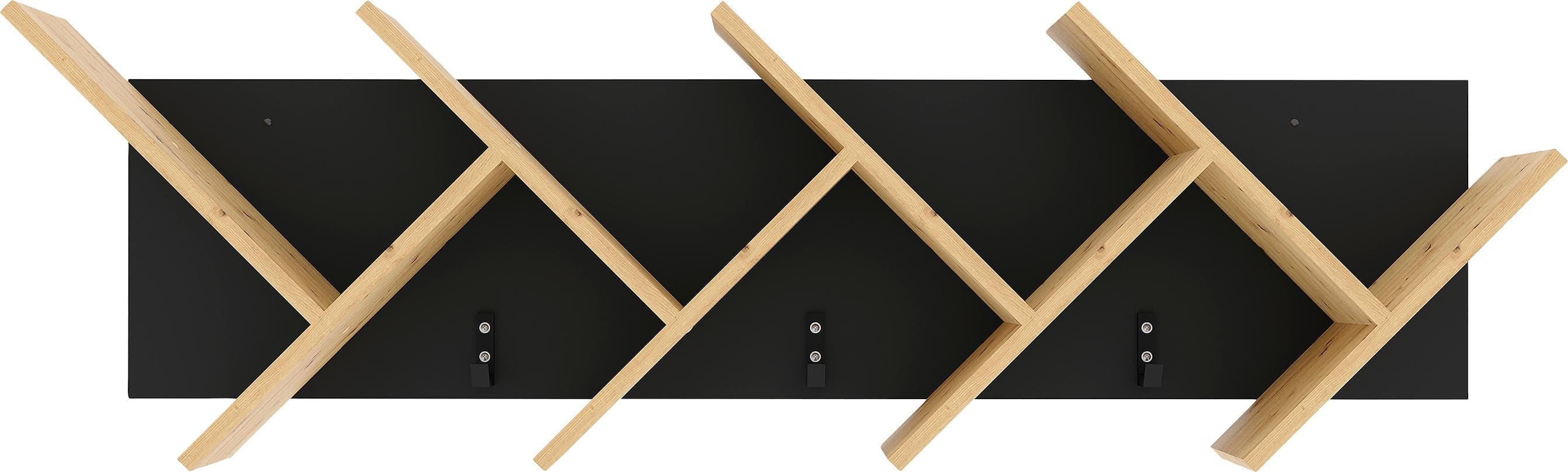 Wandregal aus Holzwerkstoff und Holz, schwarz, 127,5x38,5x25,5 cm