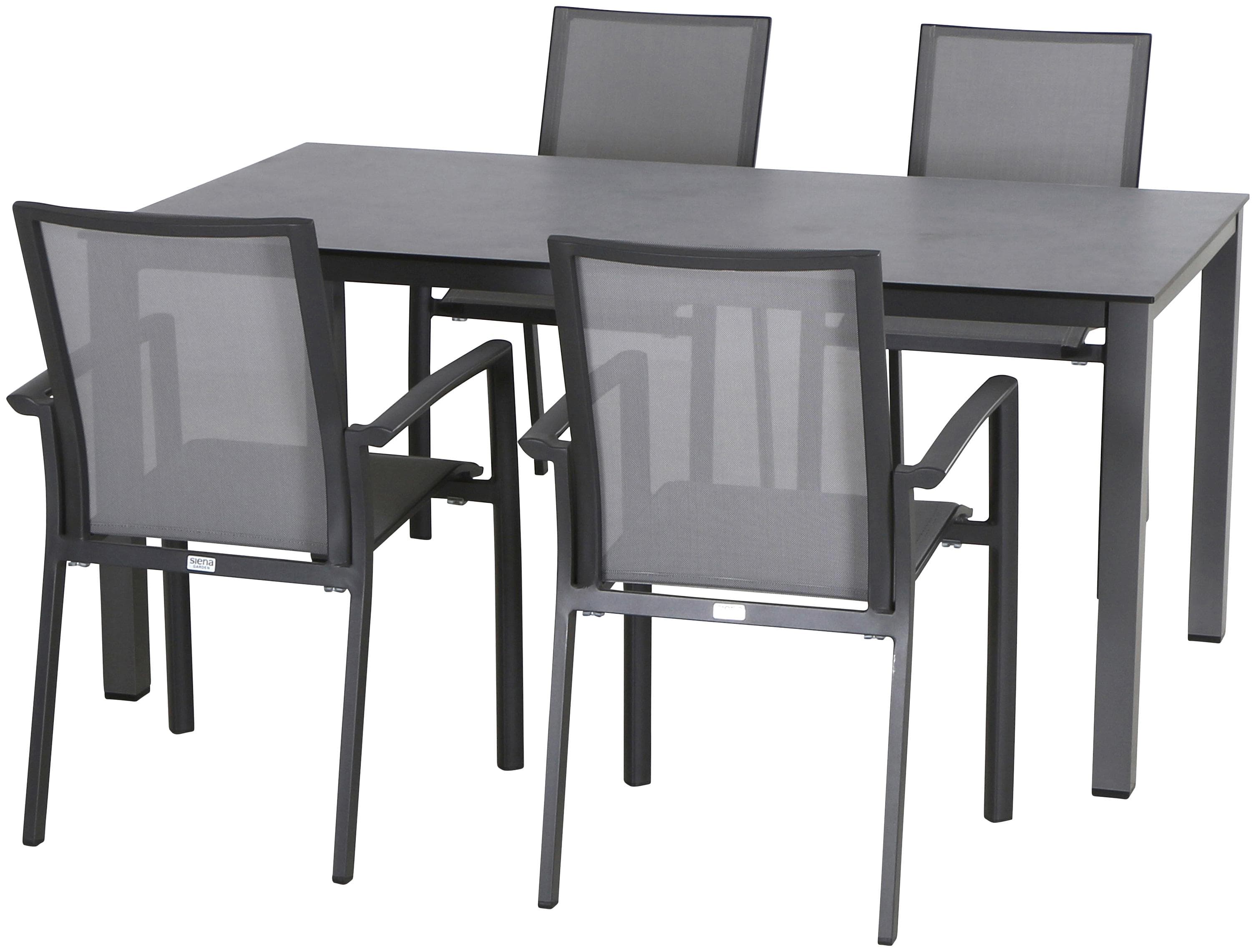 Siena Garden Velia Garten-Essgruppe 5-tlg. Grau Aluminium