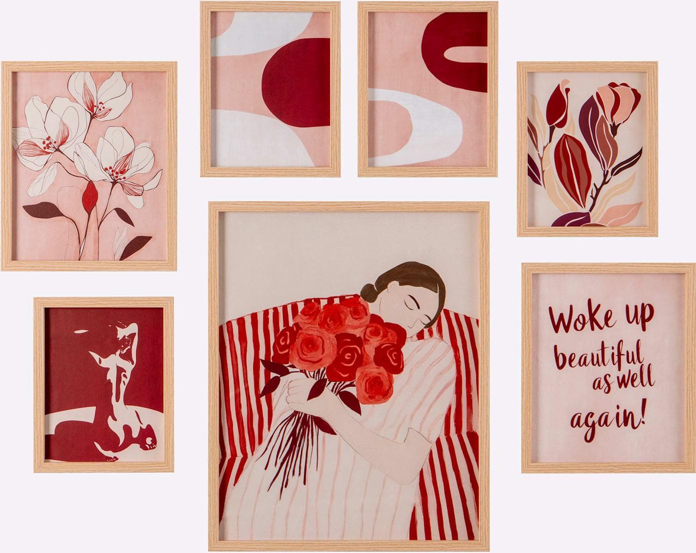 Bild HEINE HOME 7-teiliges Set Natur-Rot Kunstdrucke