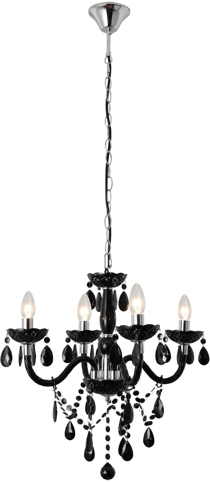 SalesFever Kronleuchter Matteo: Schwarz Acryl-Glas 4-Flammen Design