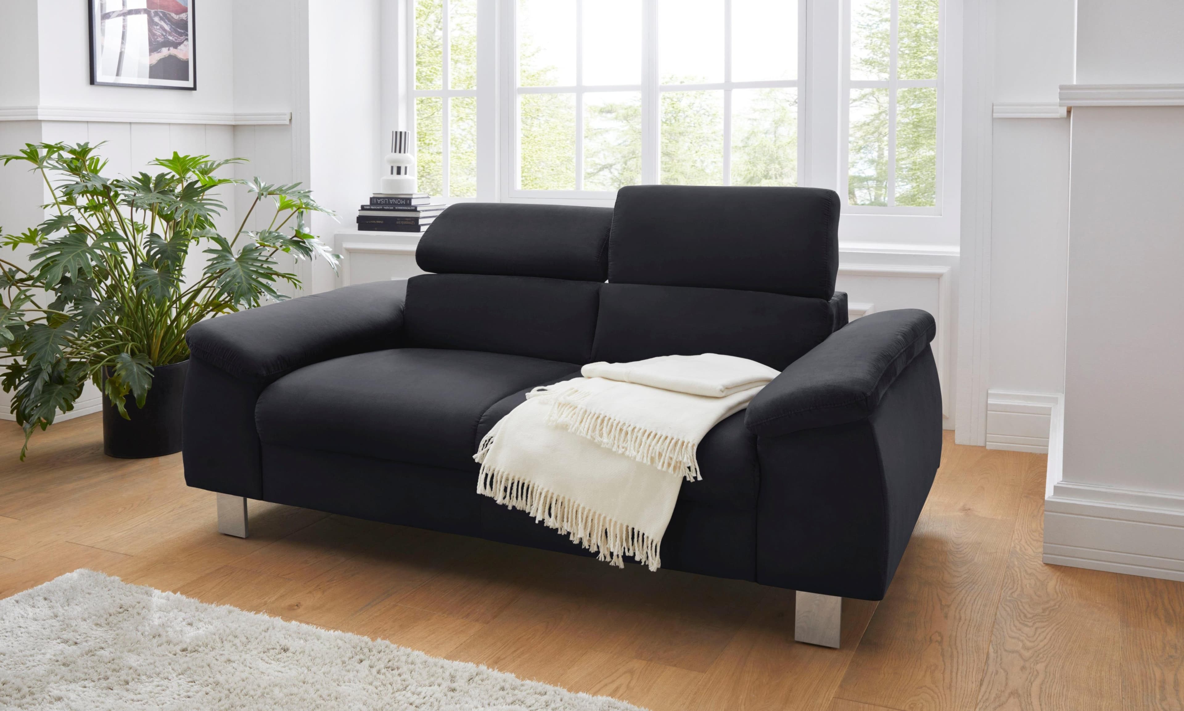 Polstergarnitur COTTA Komaris 2er-Sofa & Hocker grau