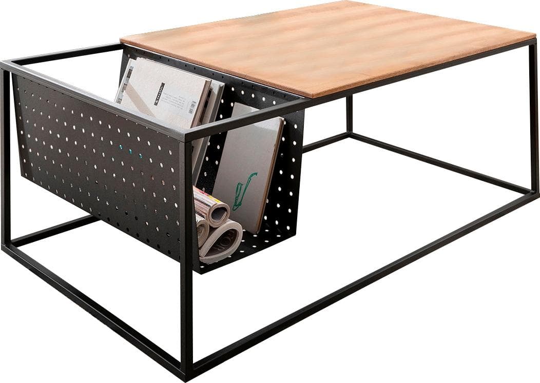 Couchtisch PAROLI Eiche Schwarz Metallgestell